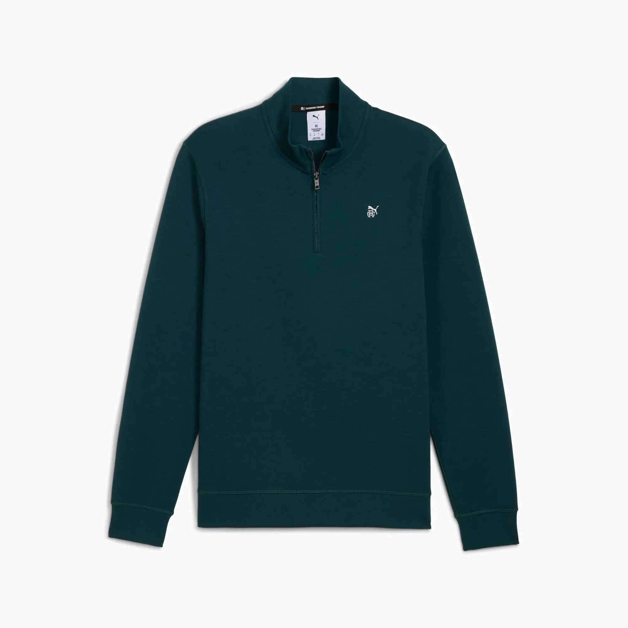 PUMA x Reigning Champ Cloudspun Fleece Quarter-Zip Top Shirt Men, Green Terrain, size 3XL