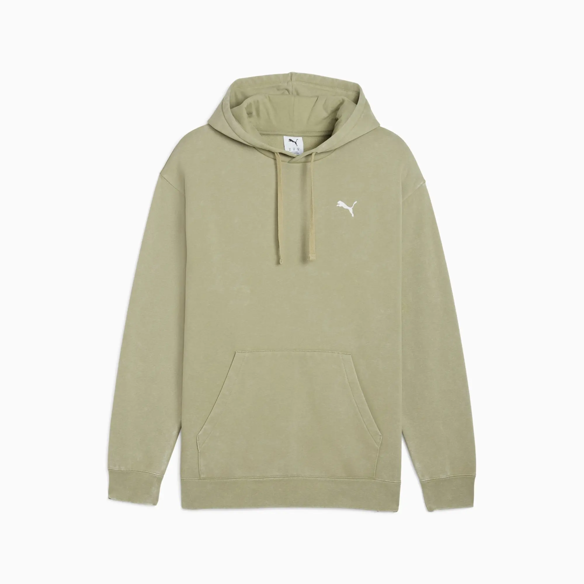PUMA Essentials Elevated Relaxed Wash Hoodie Men, Lux Army, size Large