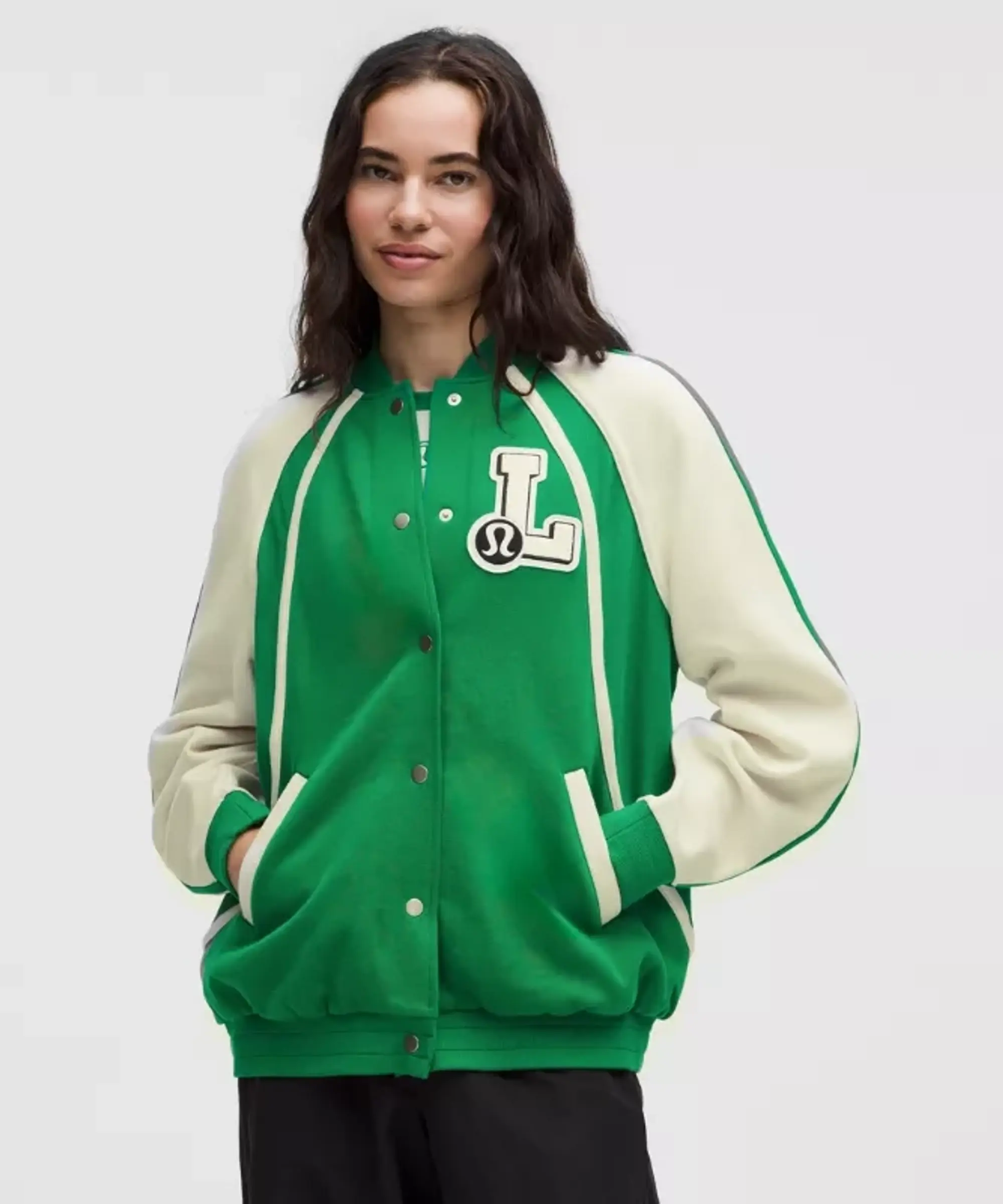 lululemon – Women's Scuba Oversized Collegiate Jacket Graphic – Color Green – Size M/L