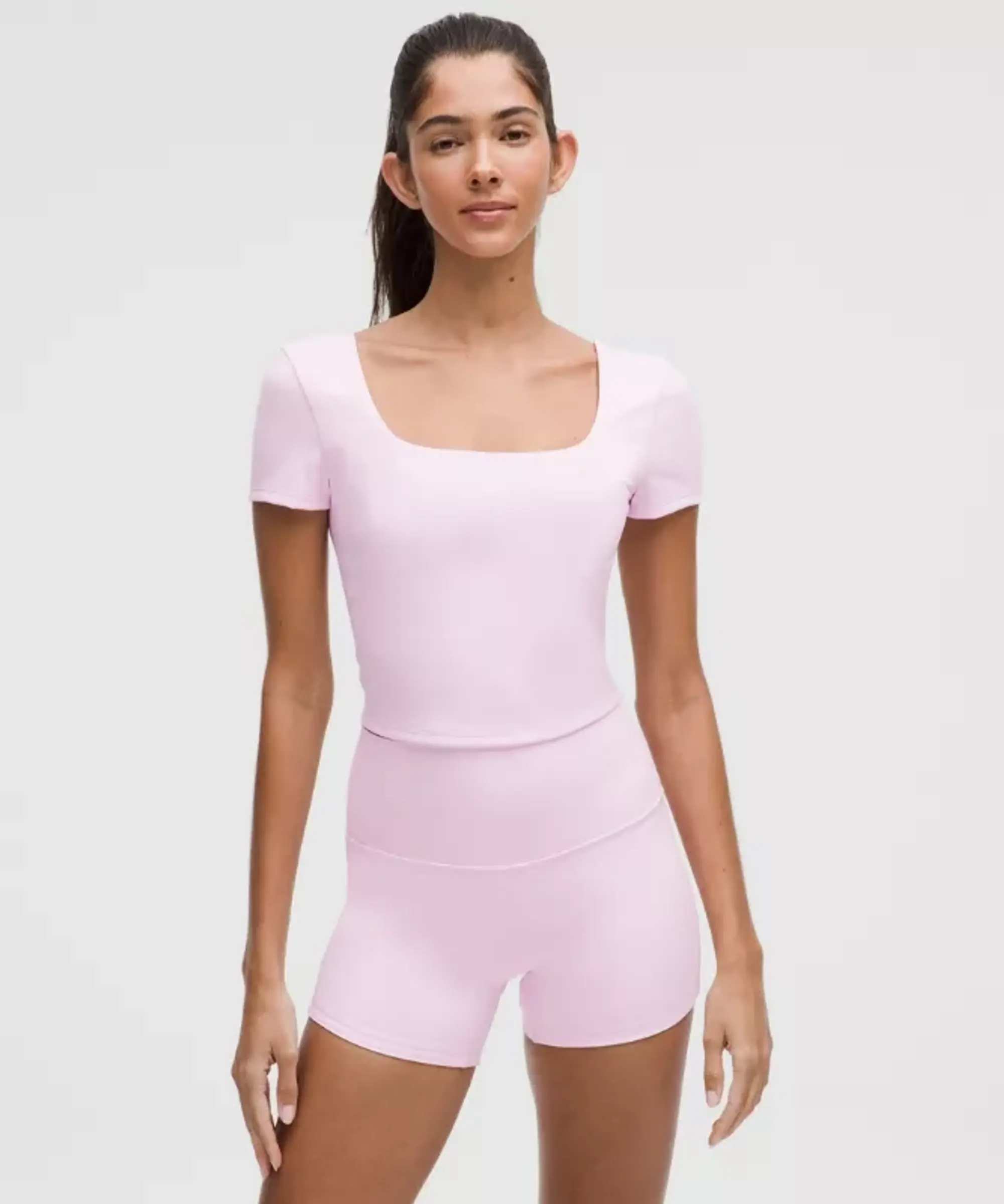 lululemon – Women's Wunder Under SmoothCover Square-Neck T-Shirt – Color Pink – Size 10