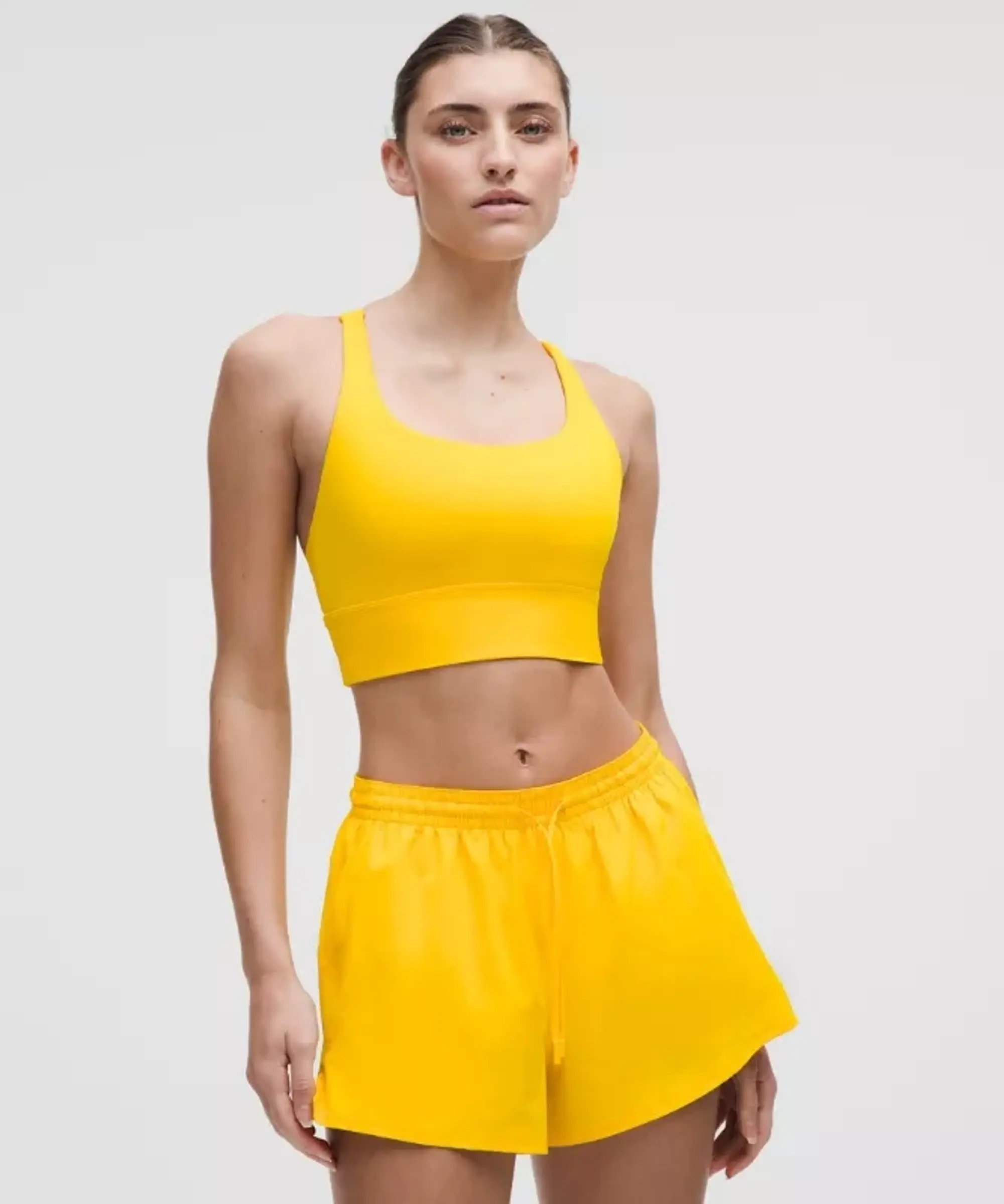 lululemon – Women's Energy Longline Sports Bra Medium Support, B-D Cups – Color Yellow – Size 10