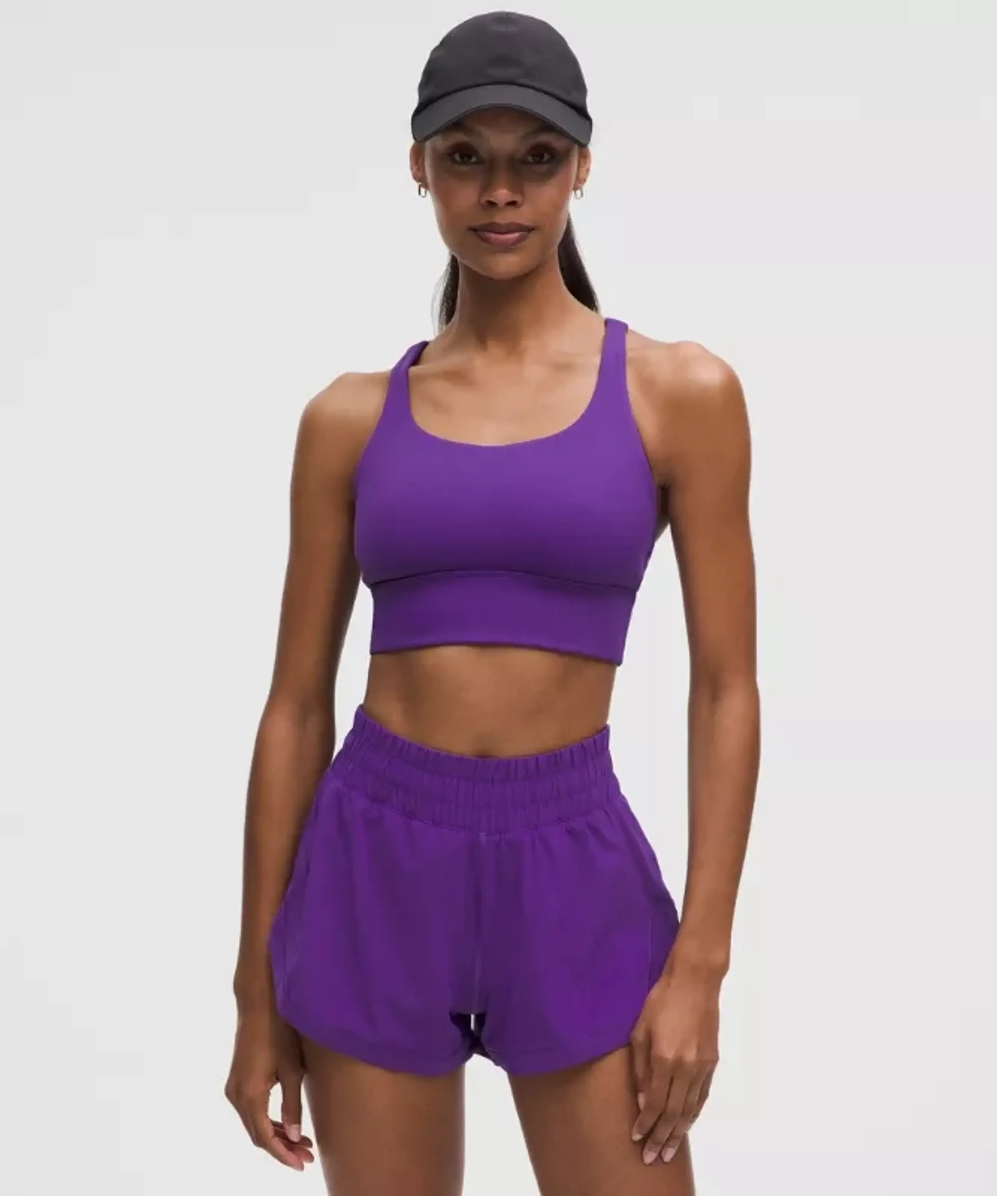 lululemon – Women's Energy Longline Sports Bra Medium Support, B-D Cups – Color Purple – Size 10