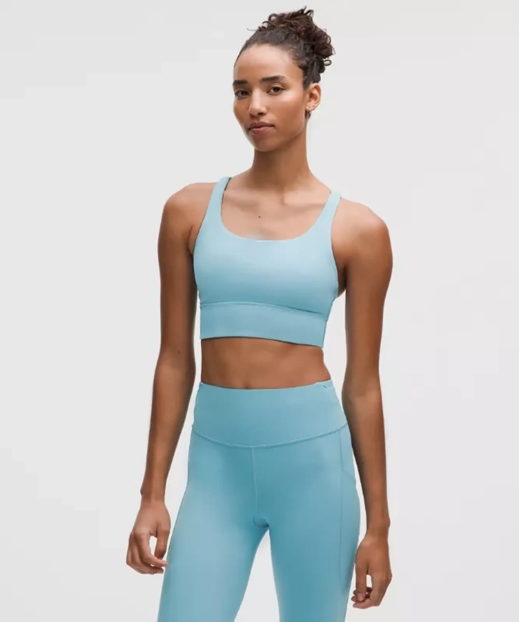 lululemon – Women's Energy Longline Sports Bra Medium Support, B-D Cups – Color Blue – Size 10
