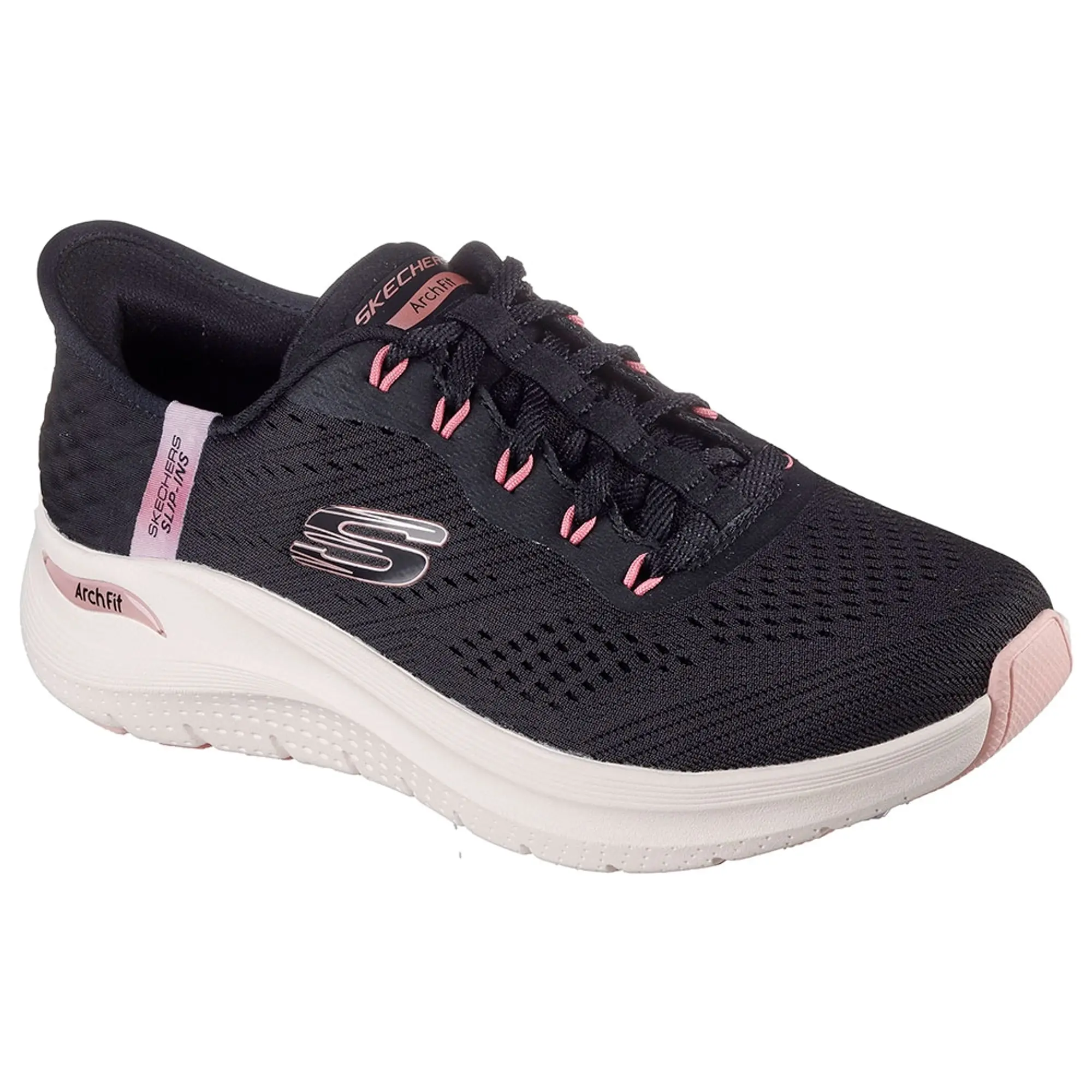Skechers Women's Slip-ins: Arch Fit 2.0 - Easy Chic Sneaker in Black/Rose Gold