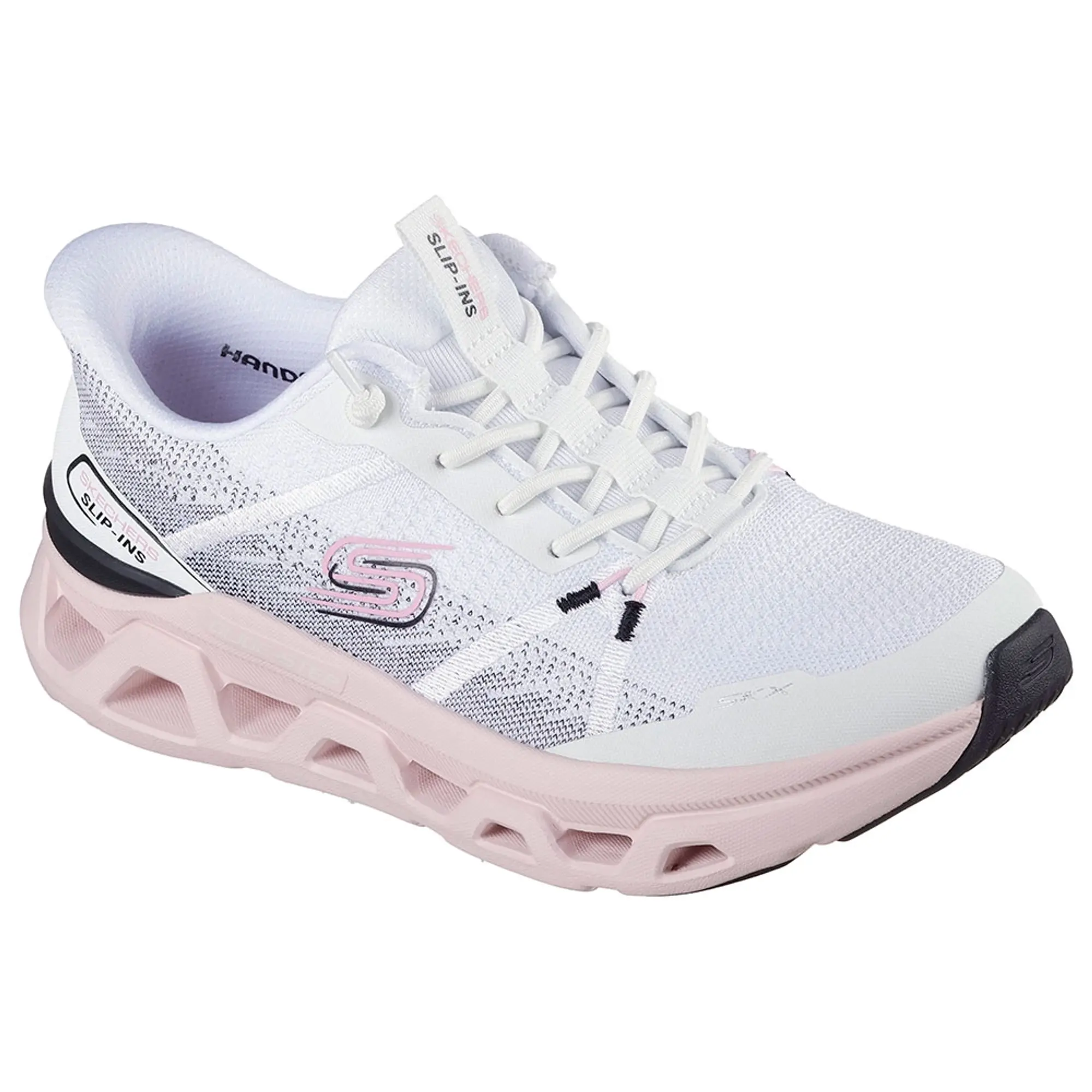 Skechers Women's Slip-ins: Glide-Step Altus - Fast Lane Sneaker in White/Black/Pink