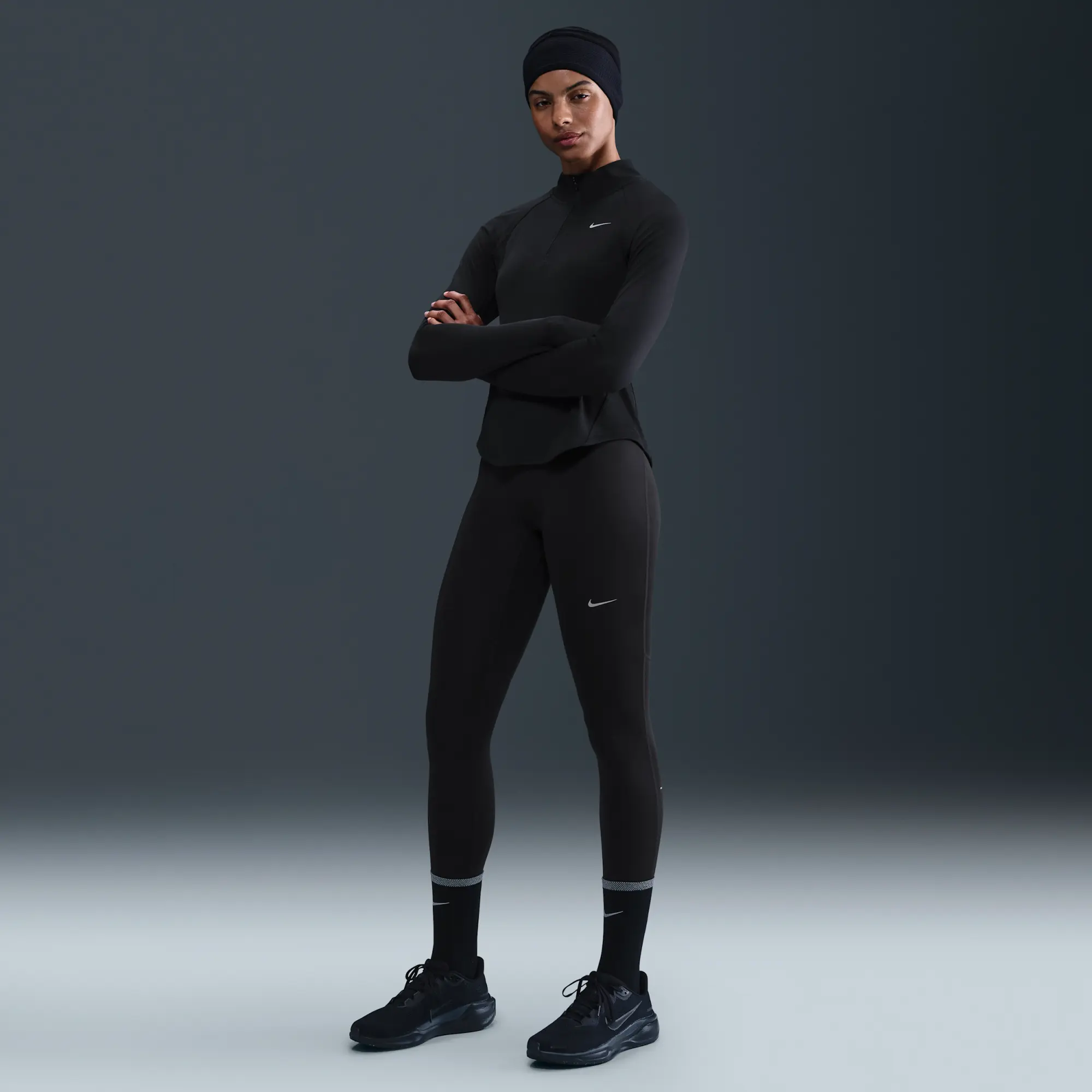 Nike Tempo Women's High-Waisted 7/8 Running Leggings - Black - Polyester/Elastane