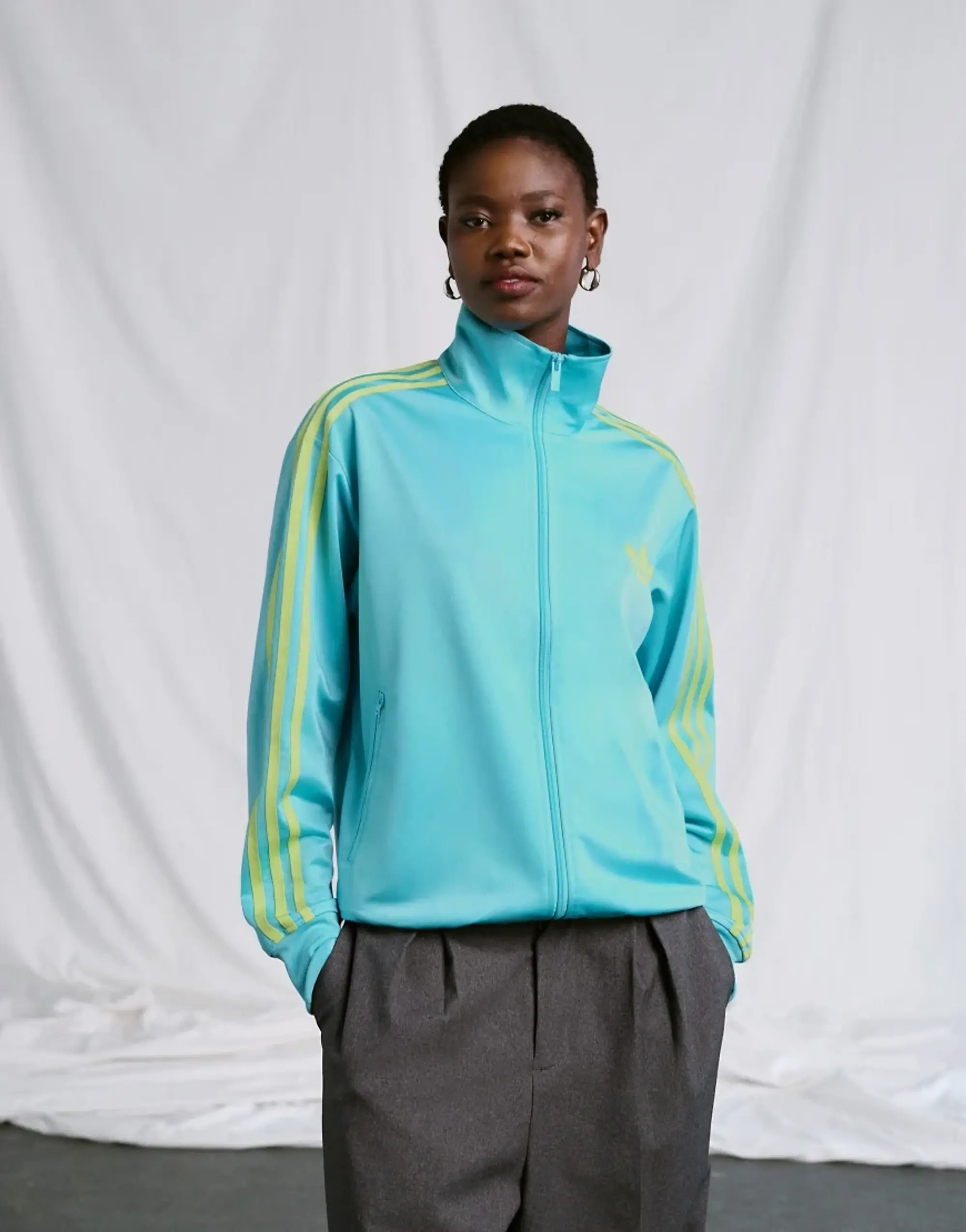 Adidas Originals X Asos Firebird Loose Track Top In Light Blue