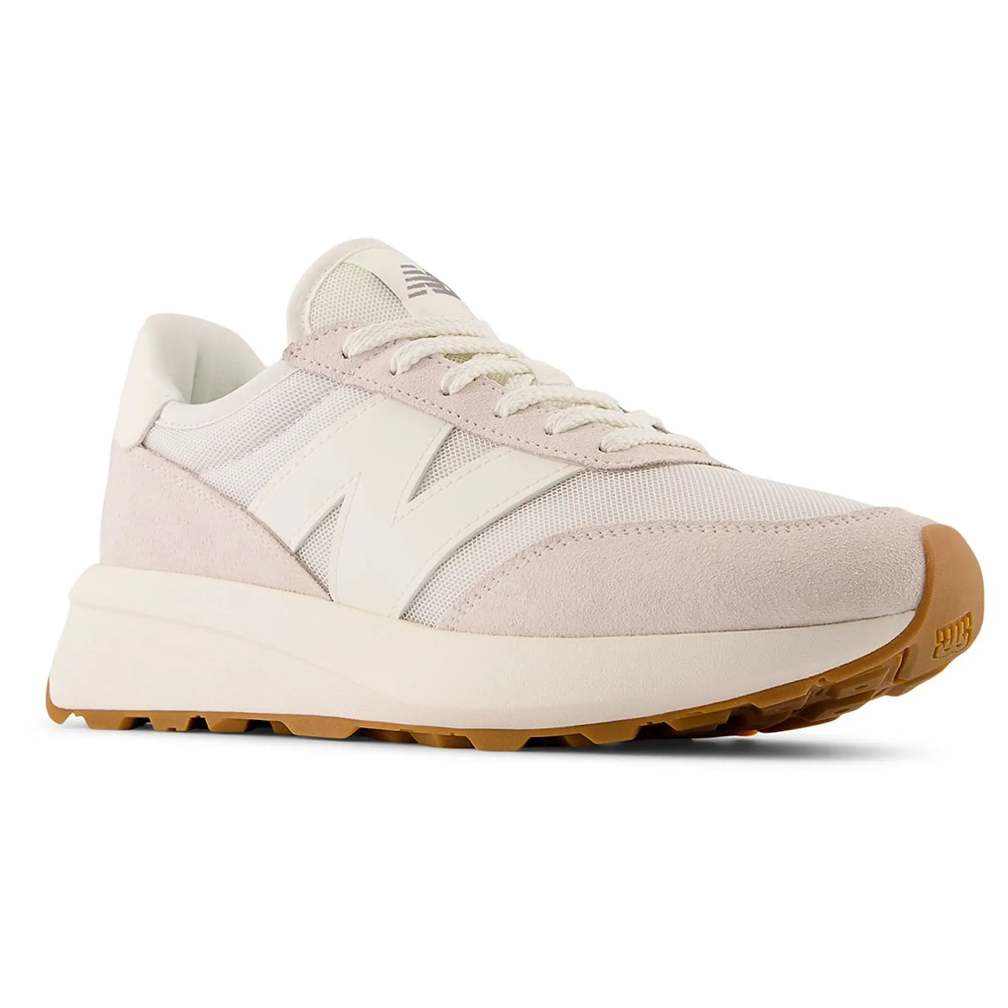 New Balance Unisex 370 in White/Grey Suede/Mesh