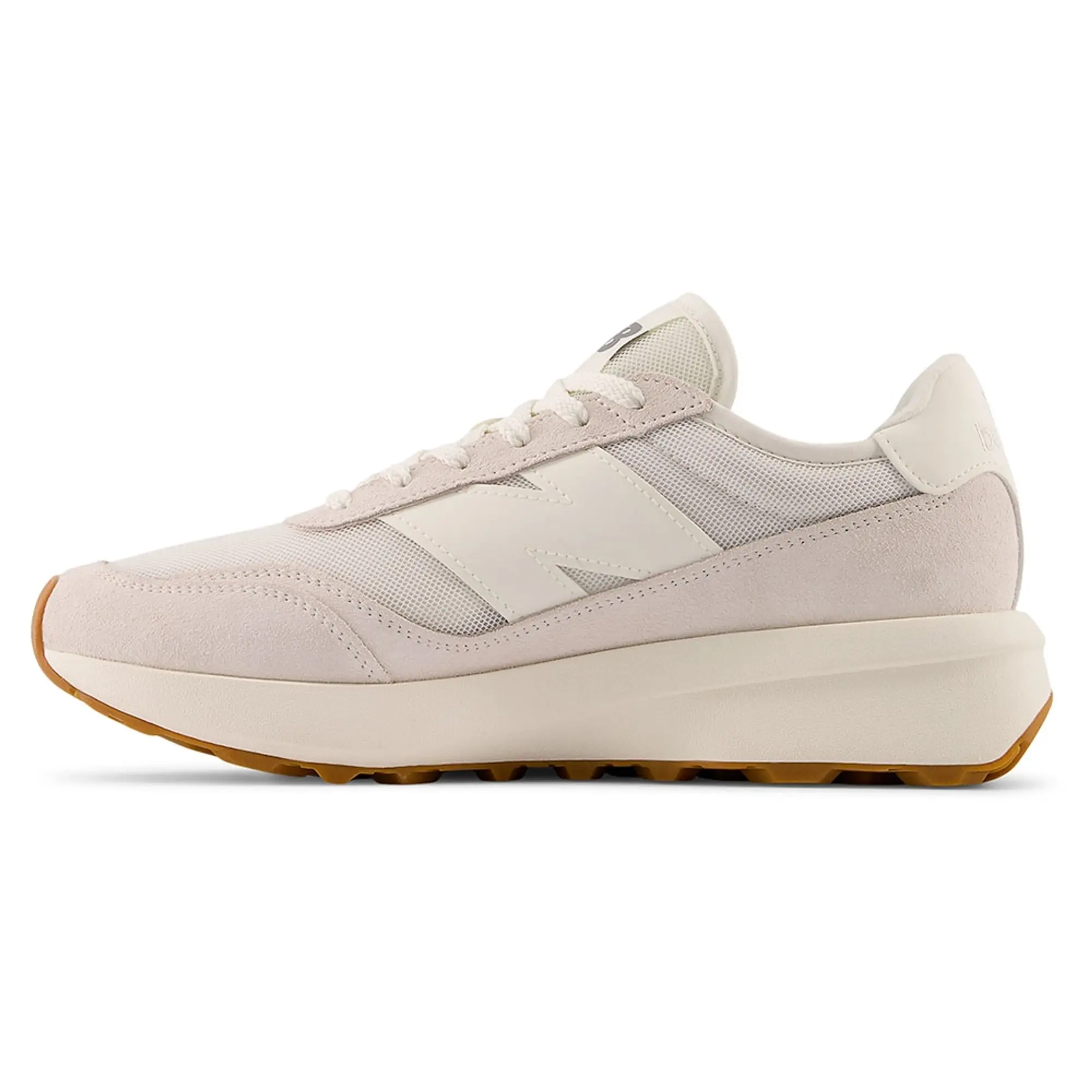 New Balance Unisex 370 in White/Grey Suede/Mesh