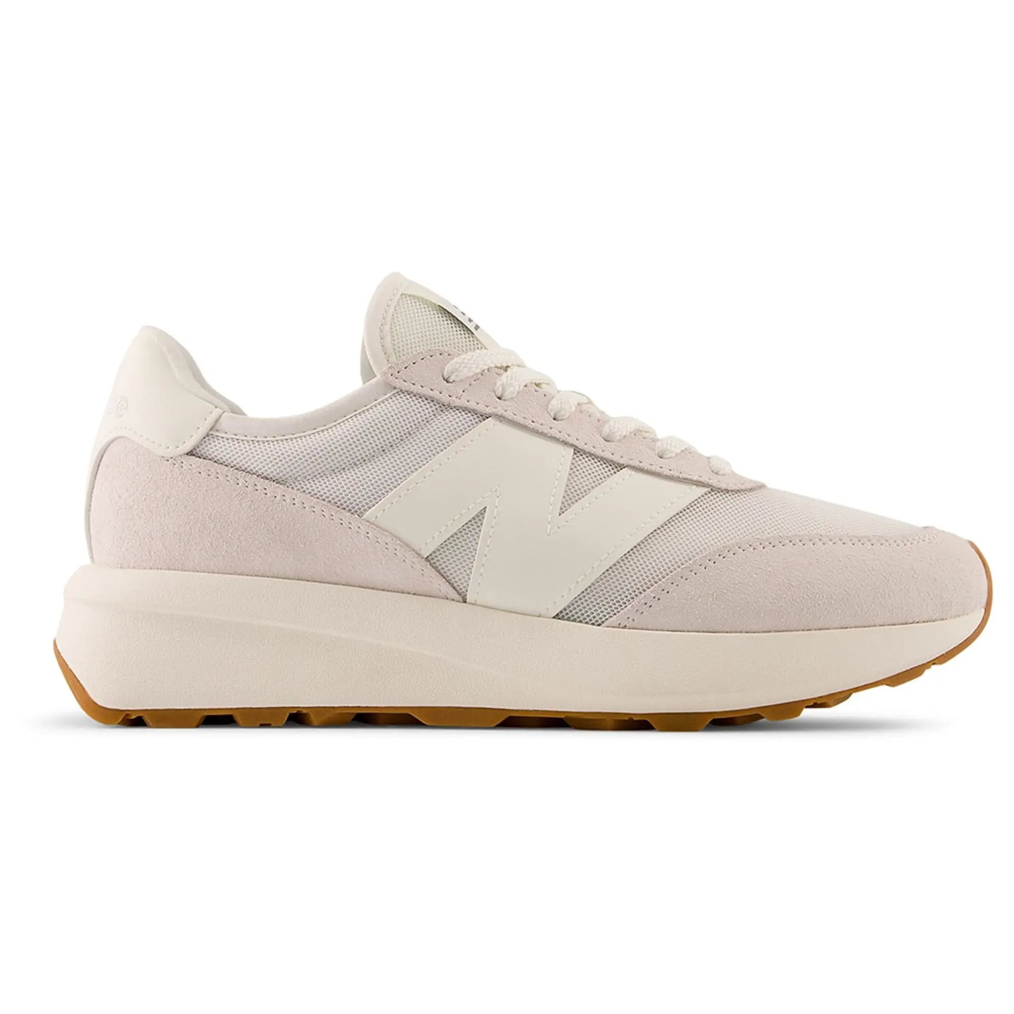 New Balance Unisex 370 in White/Grey Suede/Mesh