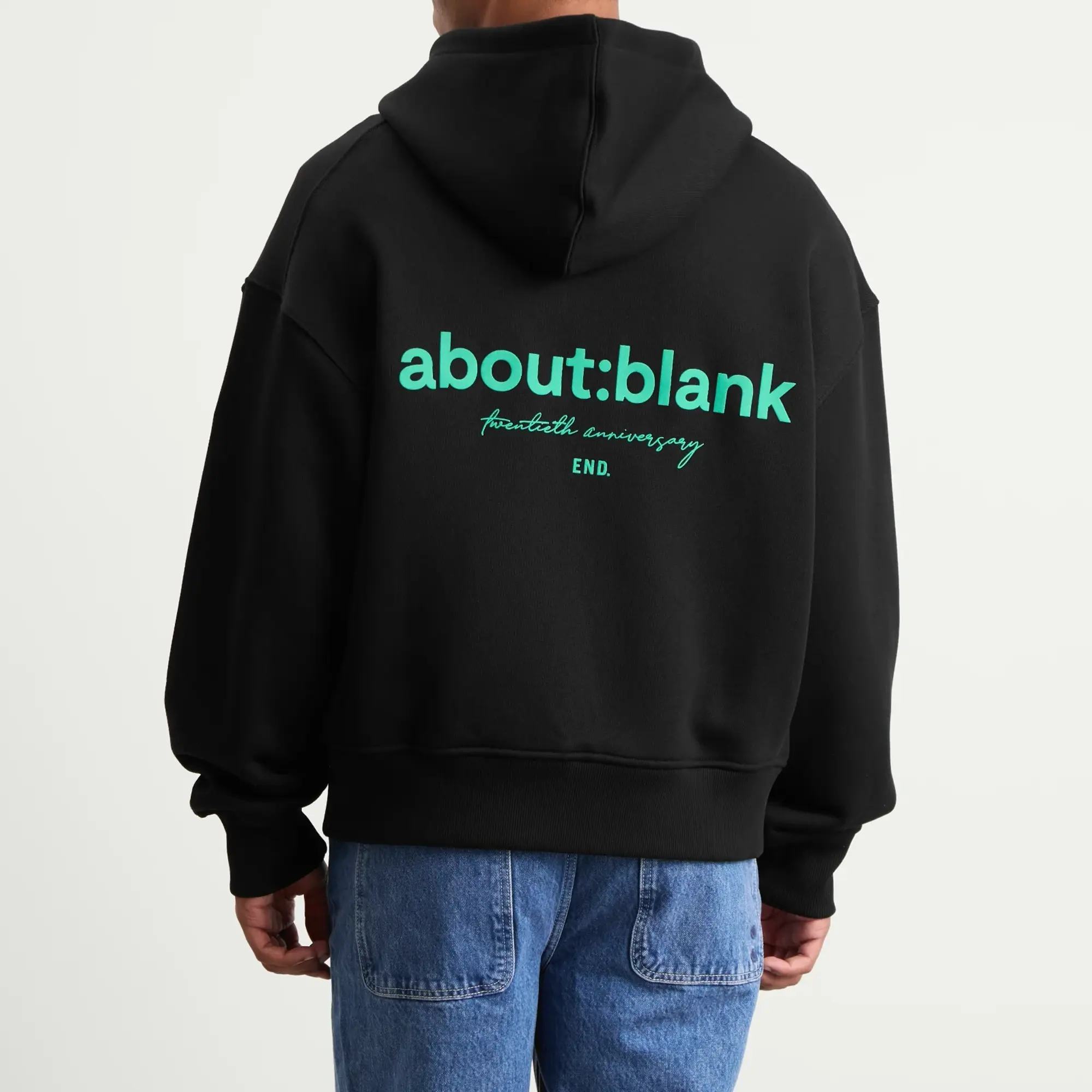about:blank Men's 20th Anniversary Zip Hoodie - Presented by END. Black/Emerald