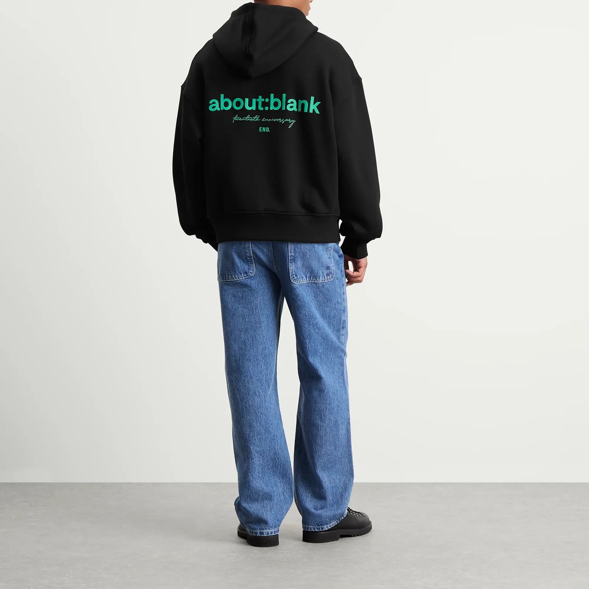 about:blank Men's 20th Anniversary Zip Hoodie - Presented by END. Black/Emerald
