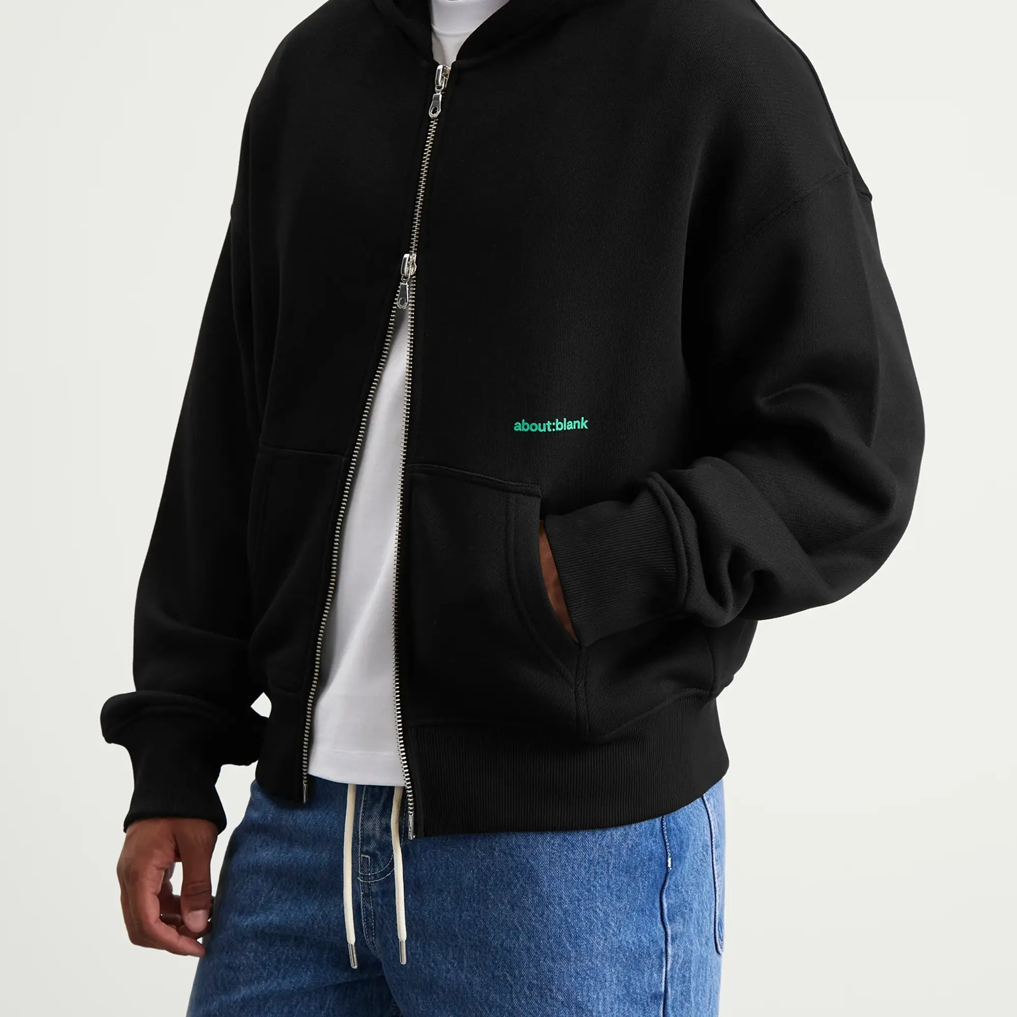 about:blank Men's 20th Anniversary Zip Hoodie - Presented by END. Black/Emerald