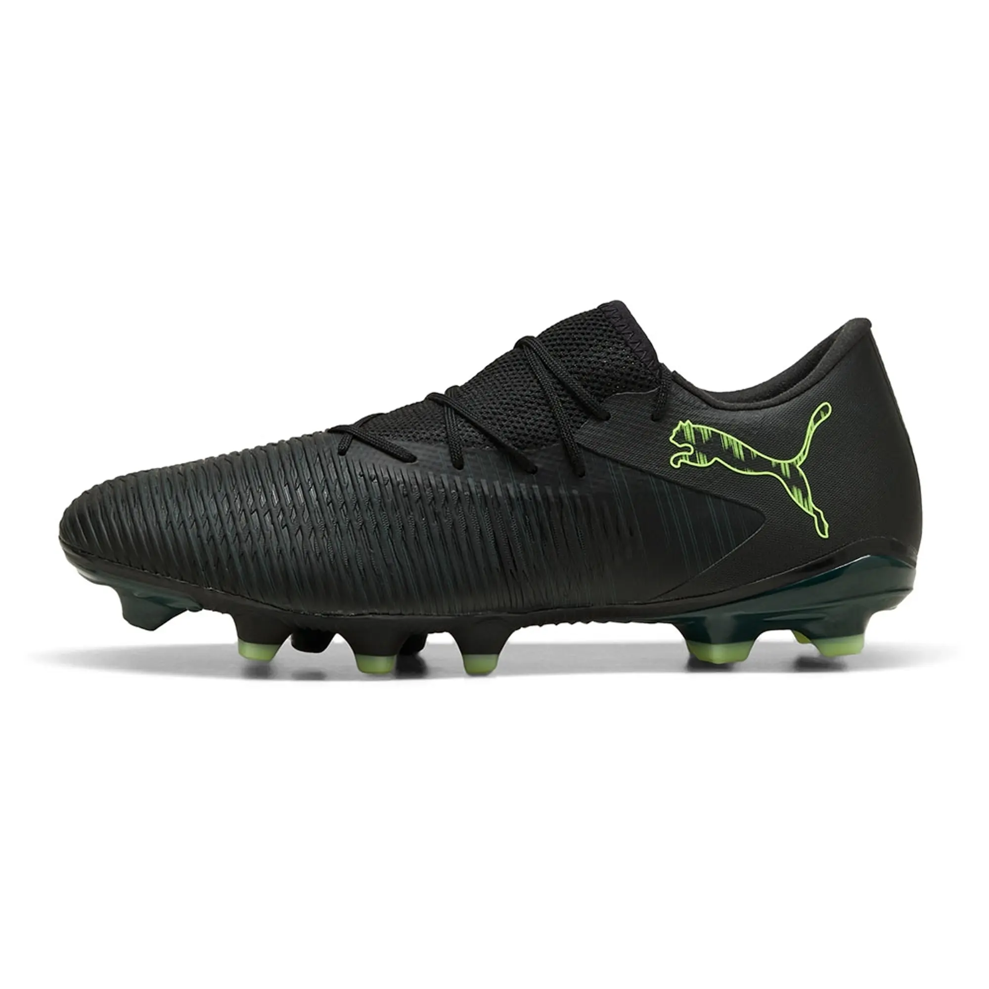 PUMA Future 8 Match FG/AG Low Football Boots Unisex, Black/Fizzy Light/Green Terrain