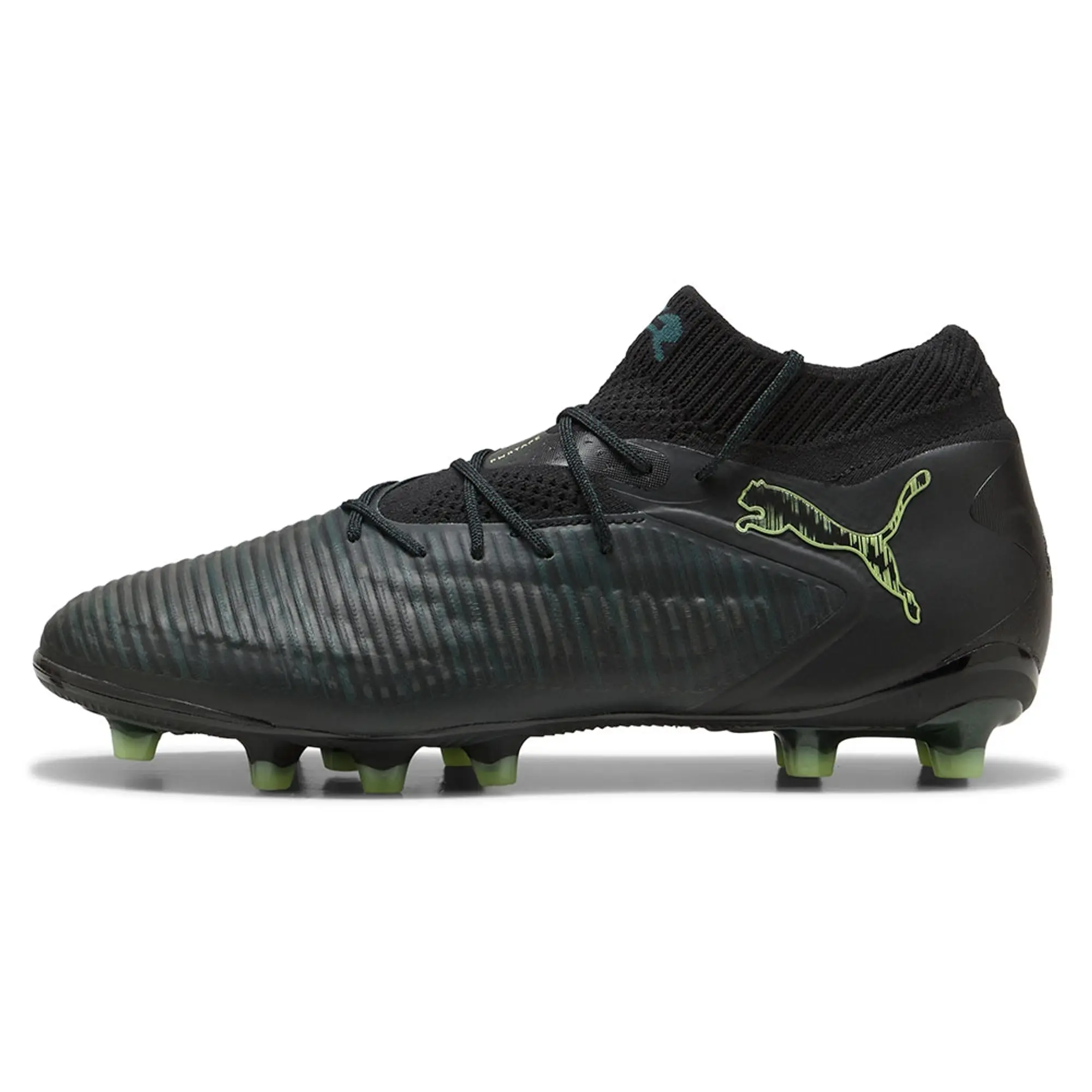 PUMA Future 8 Ultimate Ag Football Boots Unisex, Black/Fizzy Light/Green Terrain