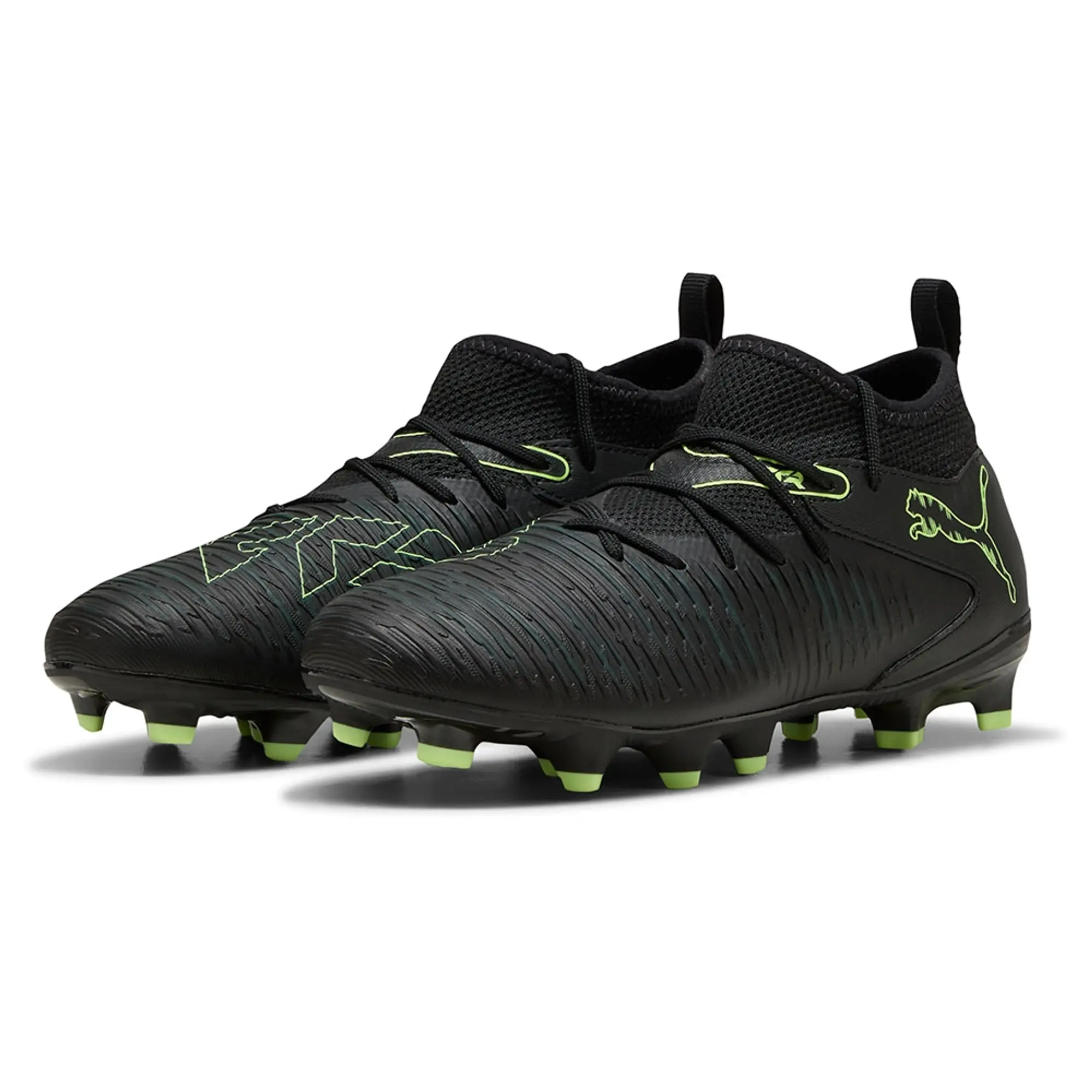 PUMA Future 8 Match FG/AG Football Boots Youth, Black/Fizzy Light/Green Terrain