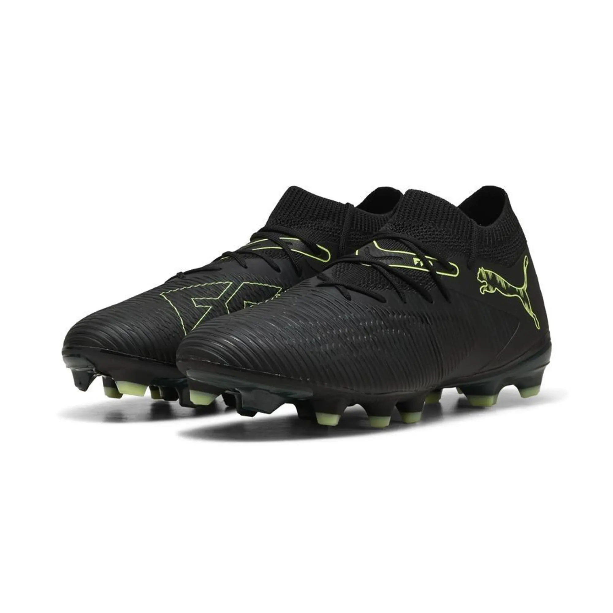PUMA Future 8 Match FG/AG Football Boots Unisex, Black/Fizzy Light/Green Terrain