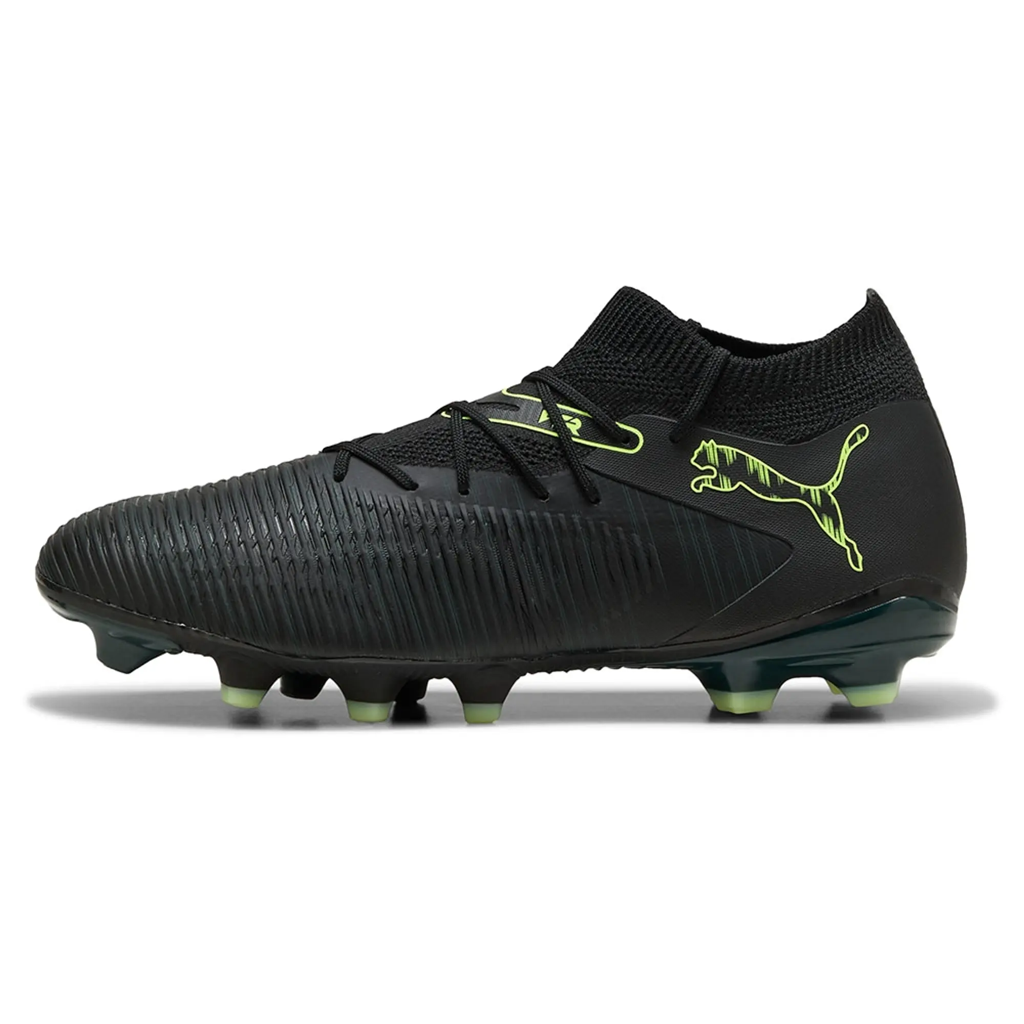 PUMA Future 8 Match FG/AG Football Boots Unisex, Black/Fizzy Light/Green Terrain
