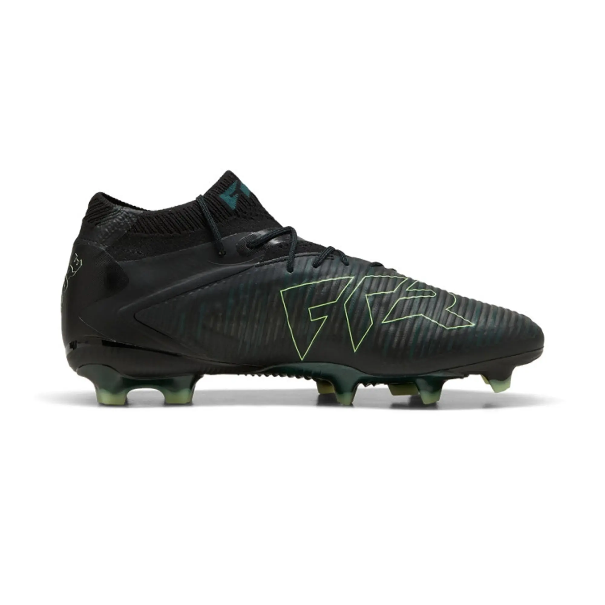 PUMA Future 8 Ultimate FG Football Boots Unisex, Black/Fizzy Light/Green Terrain