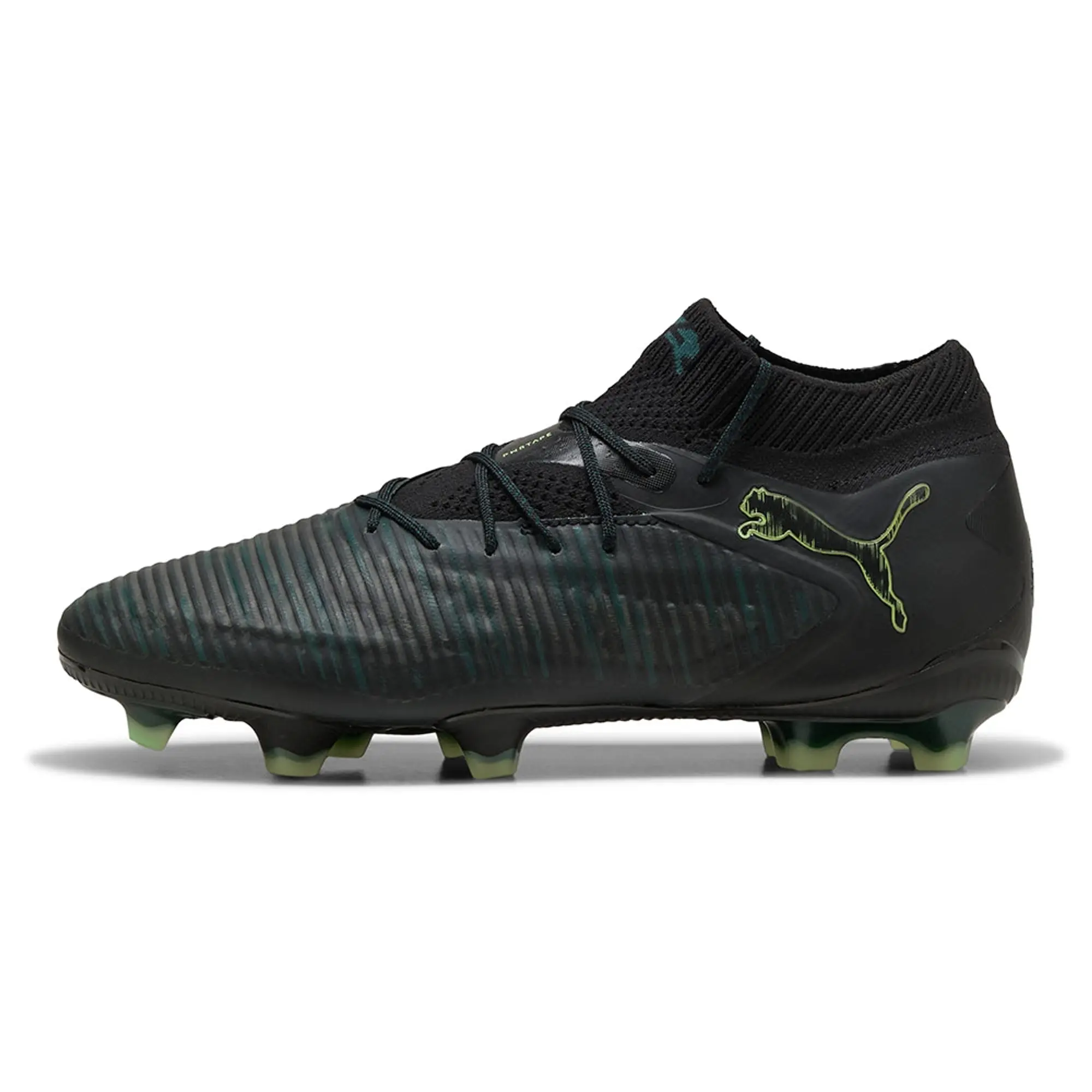 PUMA Future 8 Ultimate FG Football Boots Unisex, Black/Fizzy Light/Green Terrain