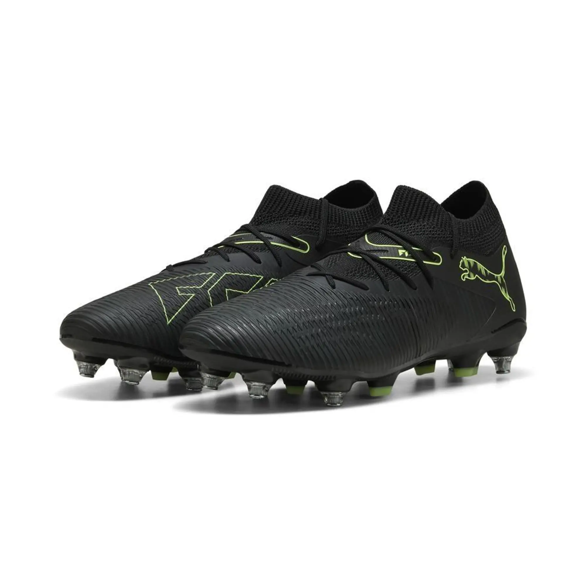 PUMA Future 8 Match MxSG Football Boots Unisex, Black/Fizzy Light/Green Terrain