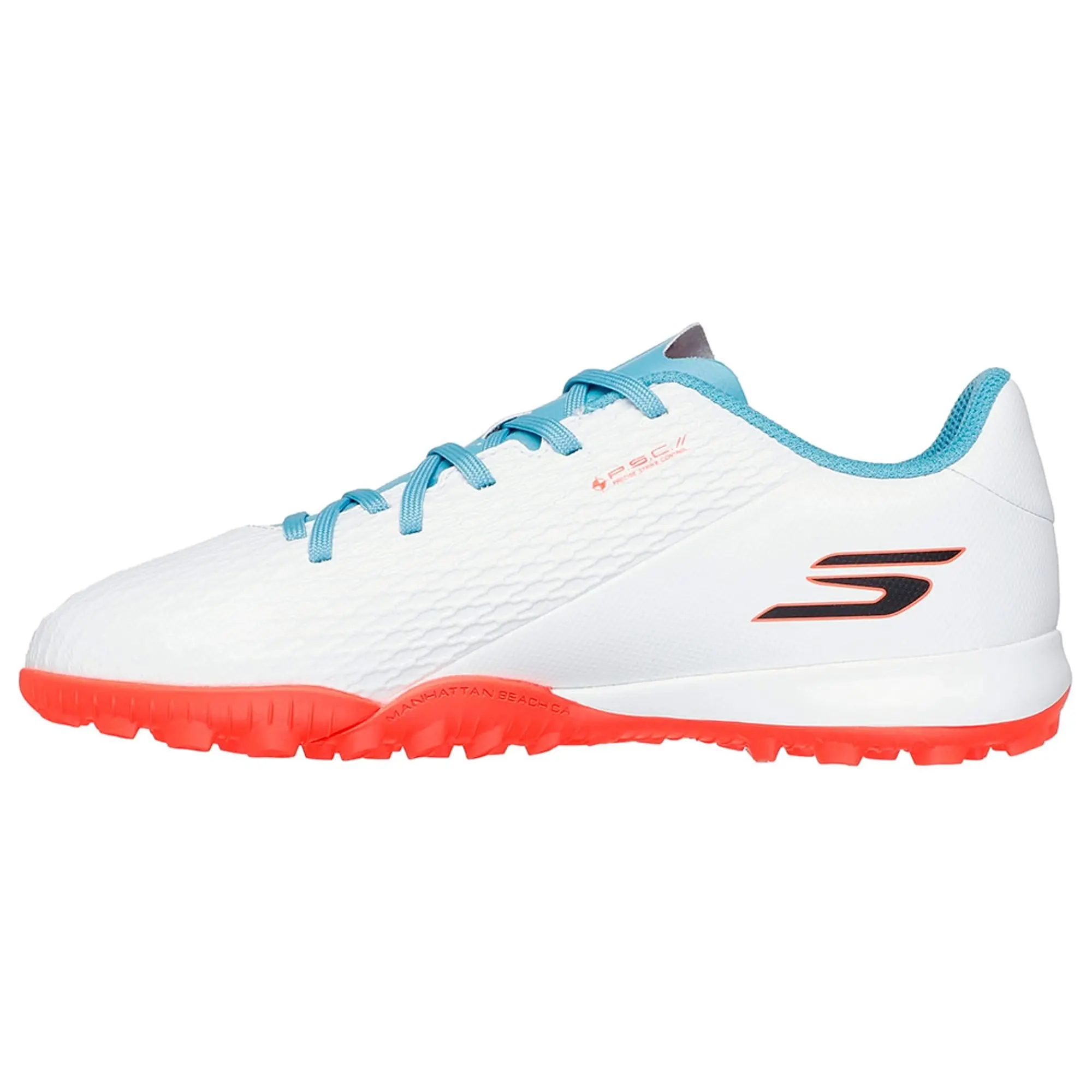 Skechers SKX_2 Jr Youth TF Shoes in White/Turquoise