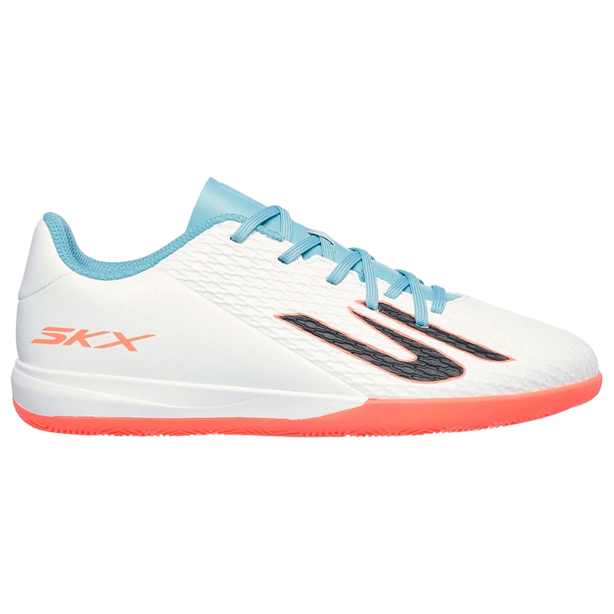 Skechers SKX_2 Jr Youth IC Shoes in White/Turquoise | Synthetic/Textile