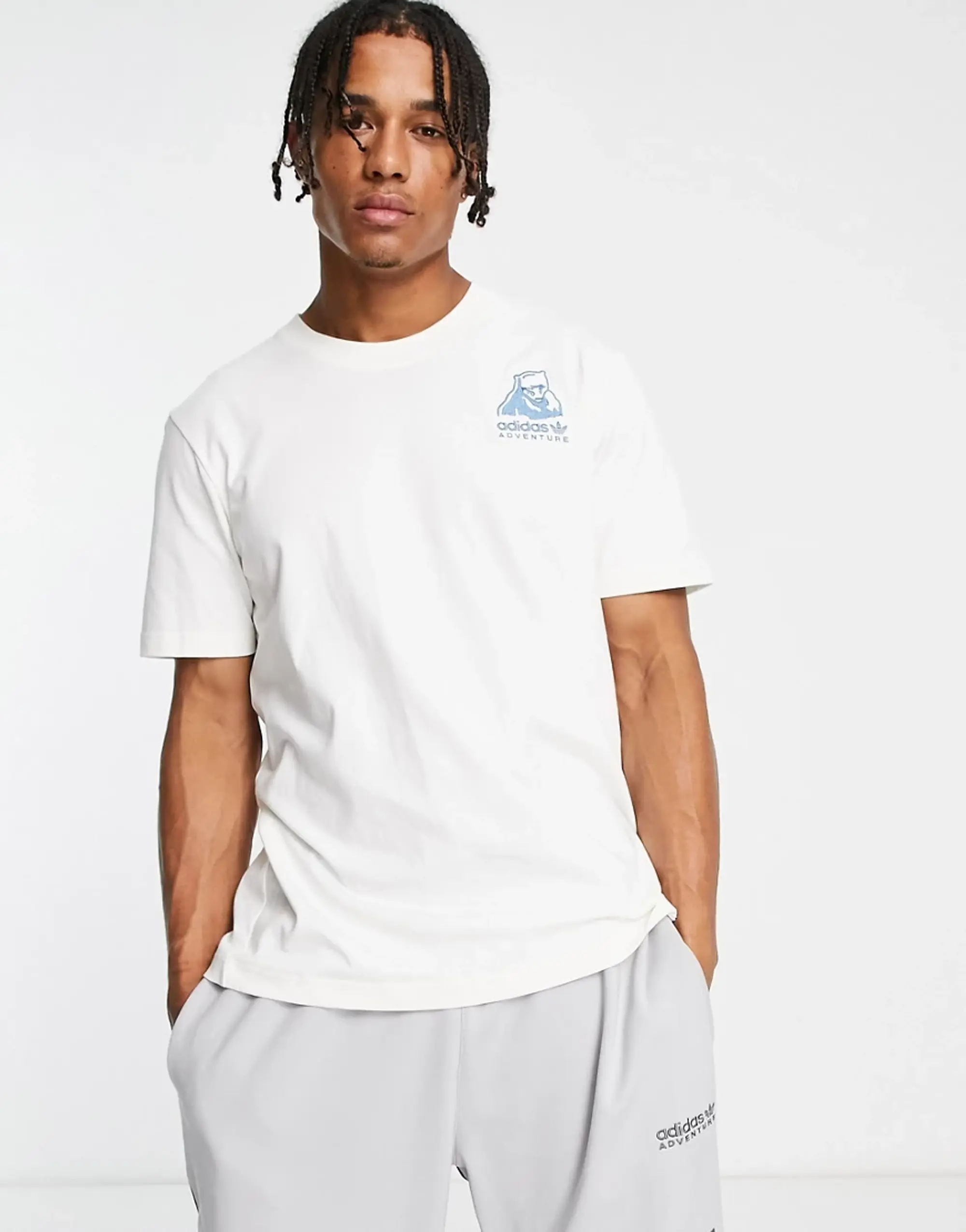 Adidas Originals Adventure T-Shirt In White With Polar Bear Graphic
