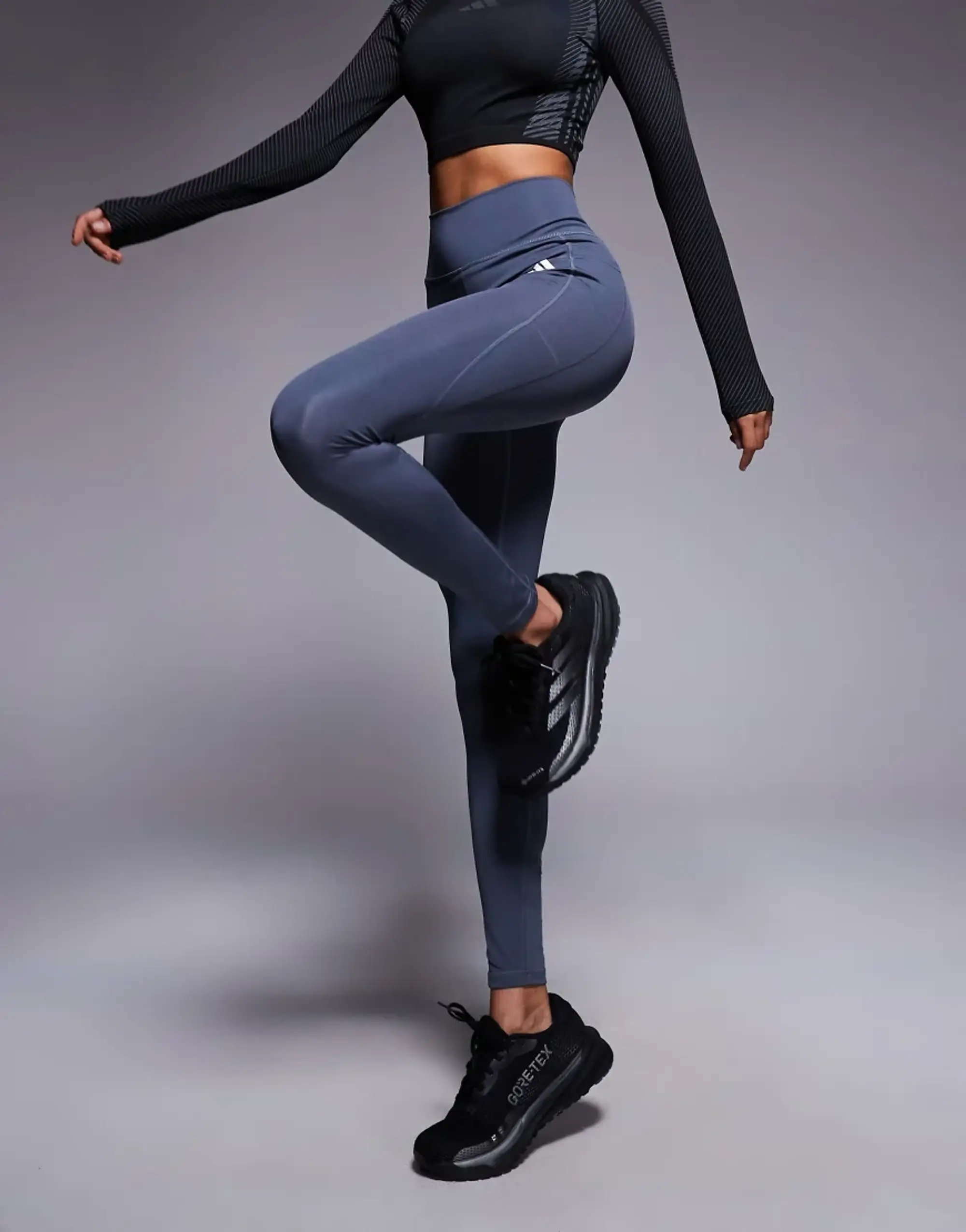 Adidas Training Optime Essentials Full Length Leggings In Dark Grey