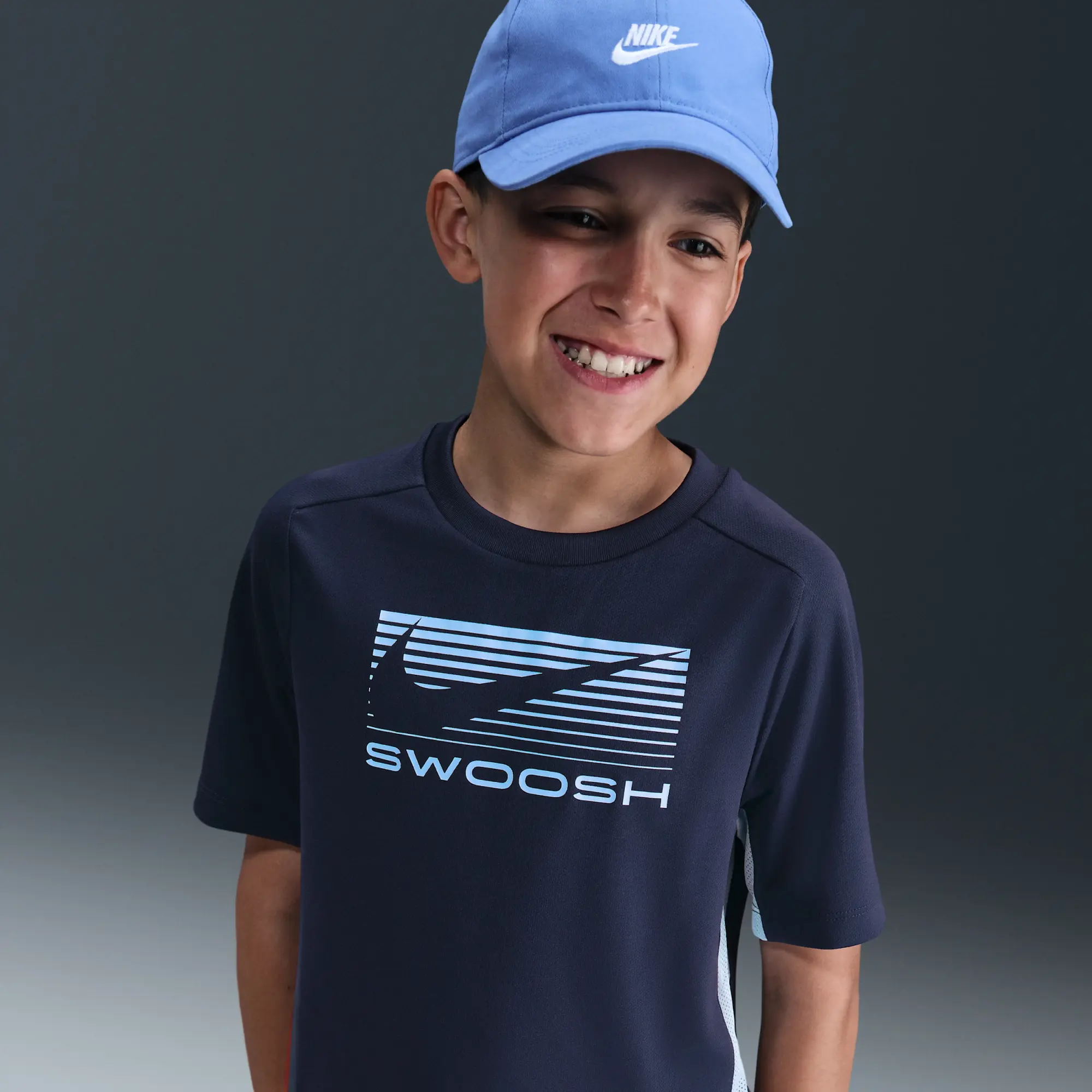 Nike Multi Older Kids' (Boys') Dri-FIT Short-Sleeve Top - Blue - Polyester