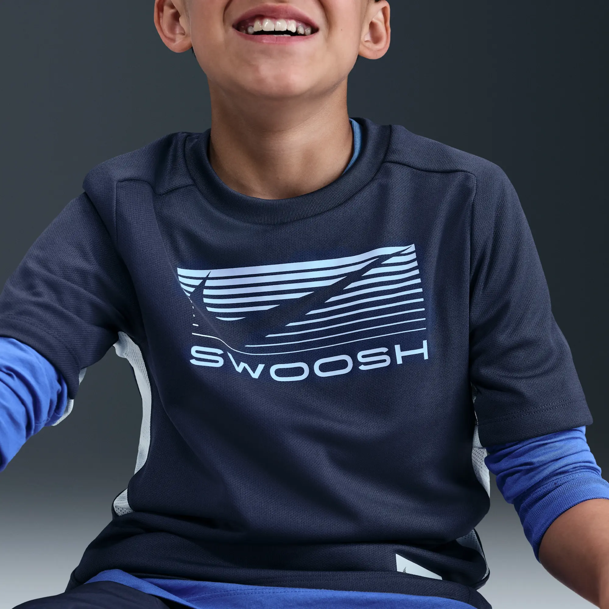 Nike Multi Older Kids' (Boys') Dri-FIT Short-Sleeve Top - Blue - Polyester