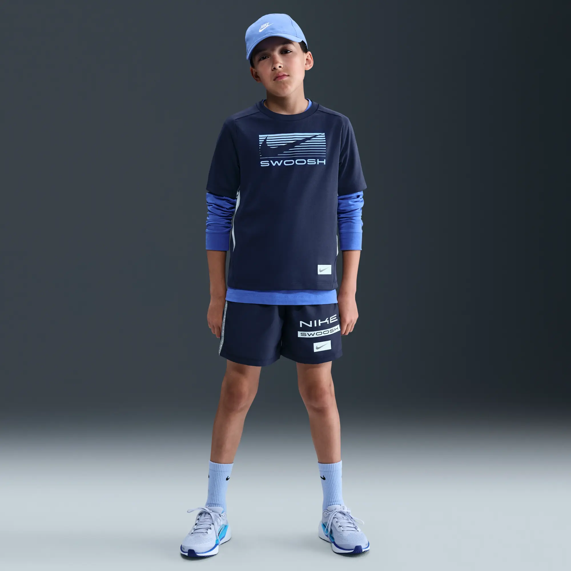 Nike Multi Older Kids' (Boys') Dri-FIT Short-Sleeve Top - Blue - Polyester