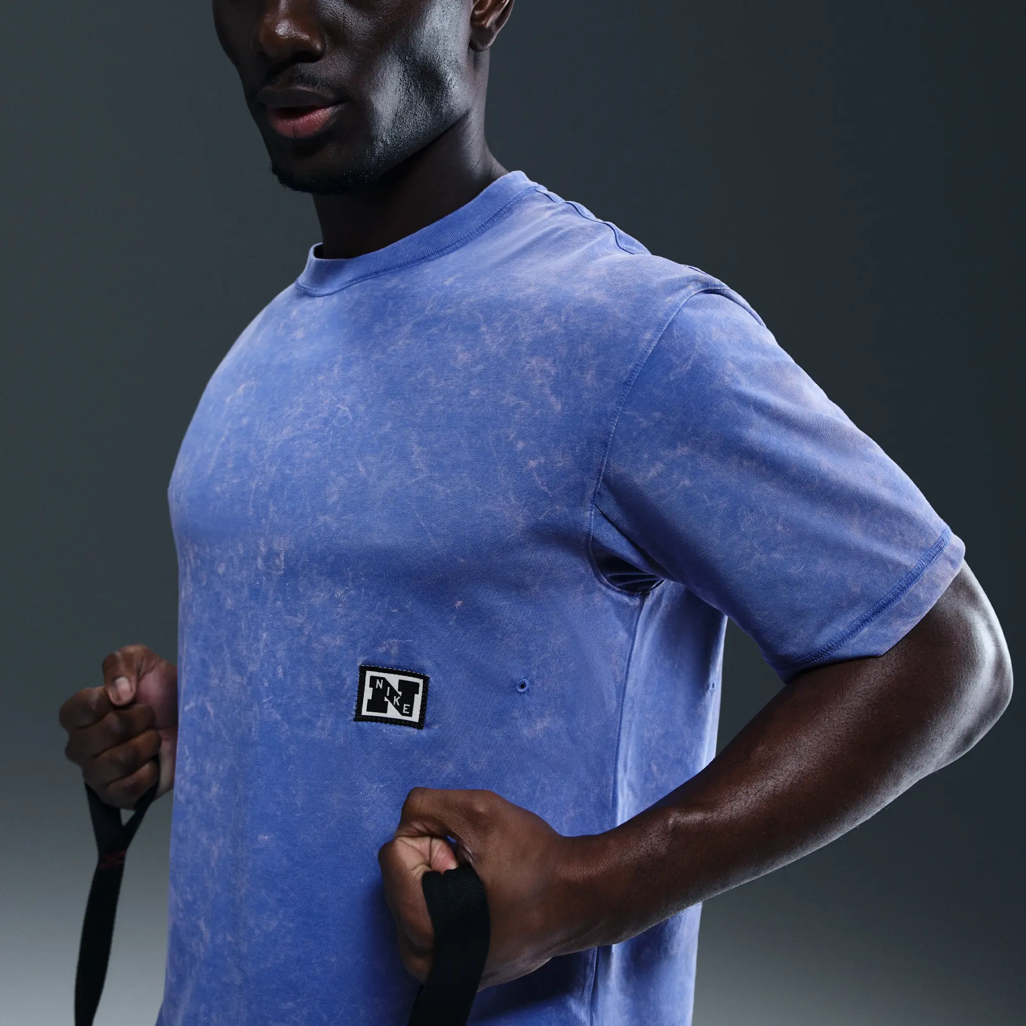 Nike Gym Heritage Men's Dri-FIT Short-Sleeve Training Top - Blue - Cotton/Polyester