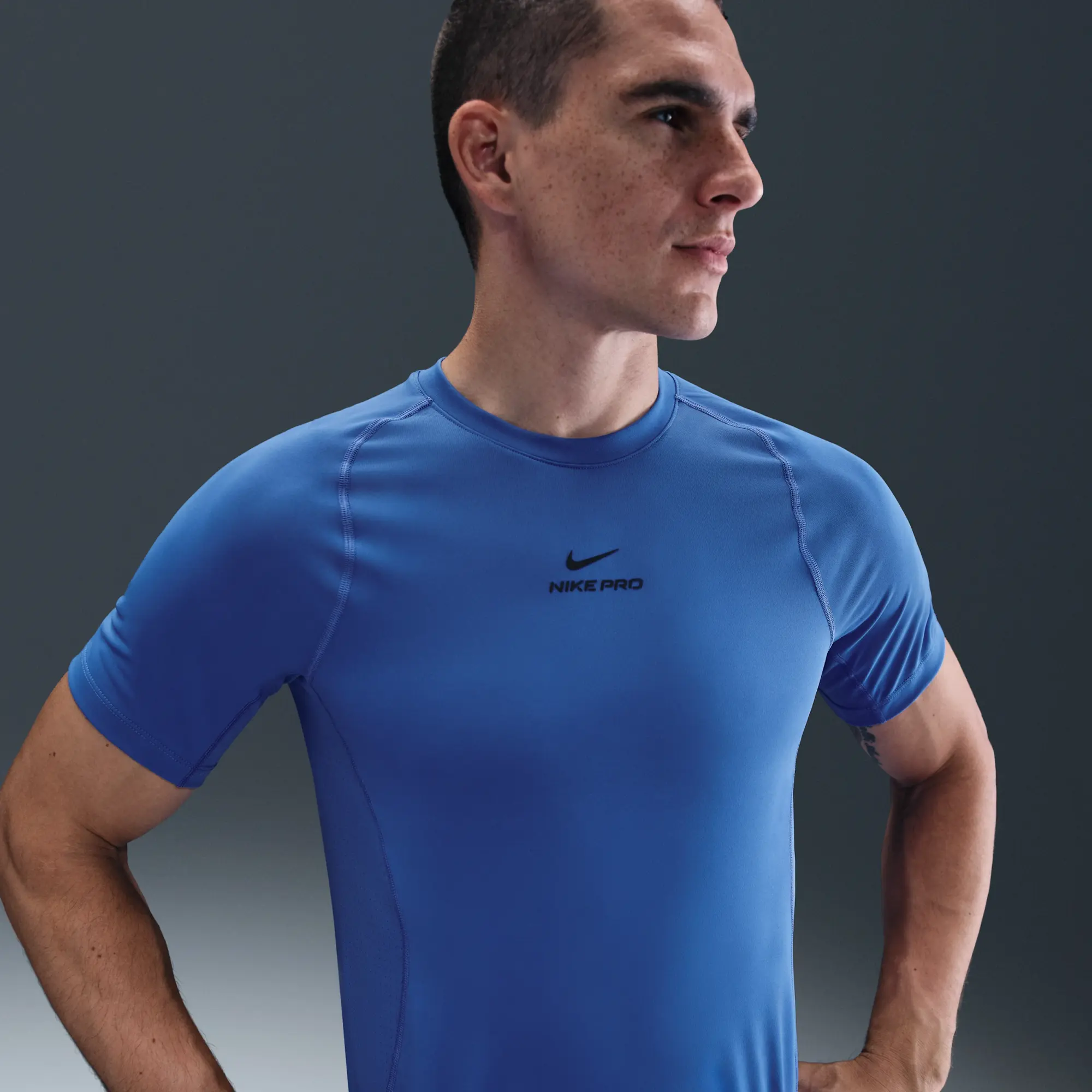 Nike Pro Training Men's Dri-FIT Short-Sleeve Top - Blue - Polyester