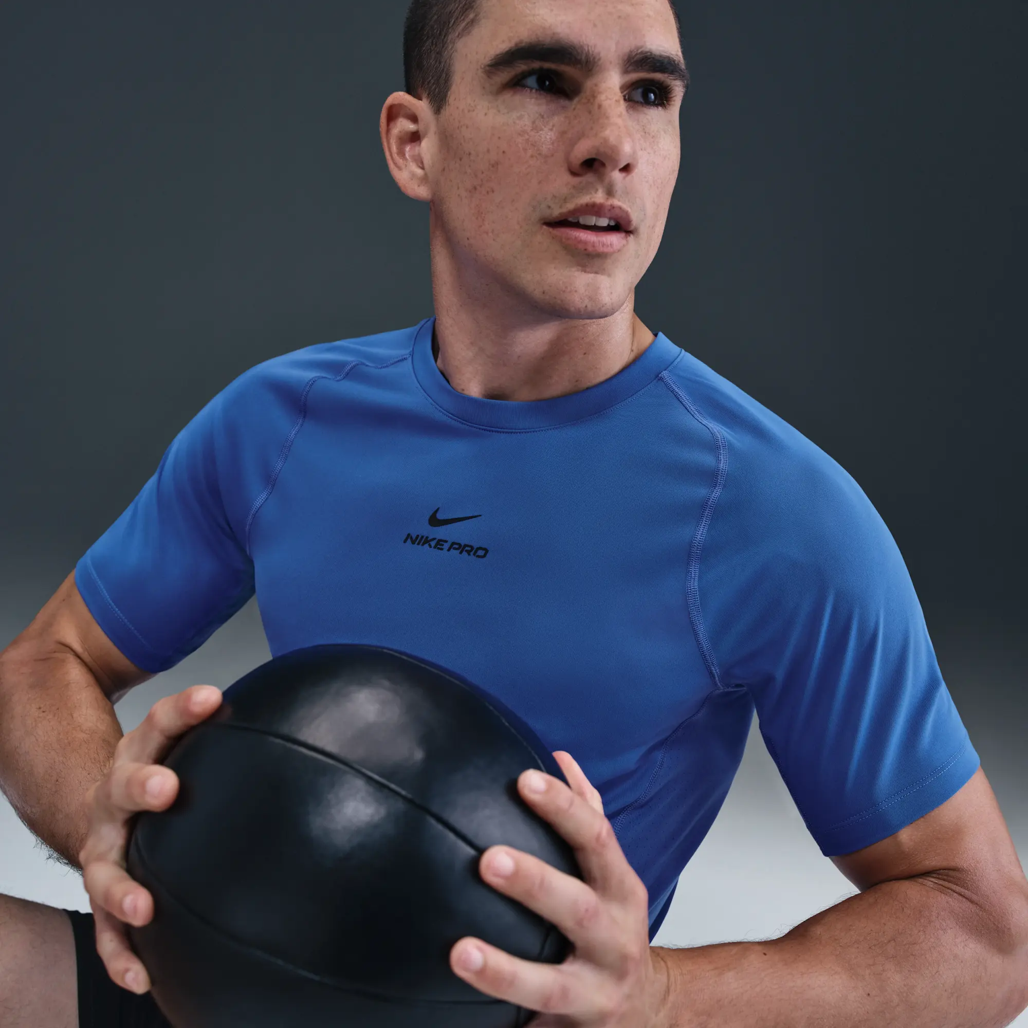 Nike Pro Training Men's Dri-FIT Short-Sleeve Top - Blue - Polyester