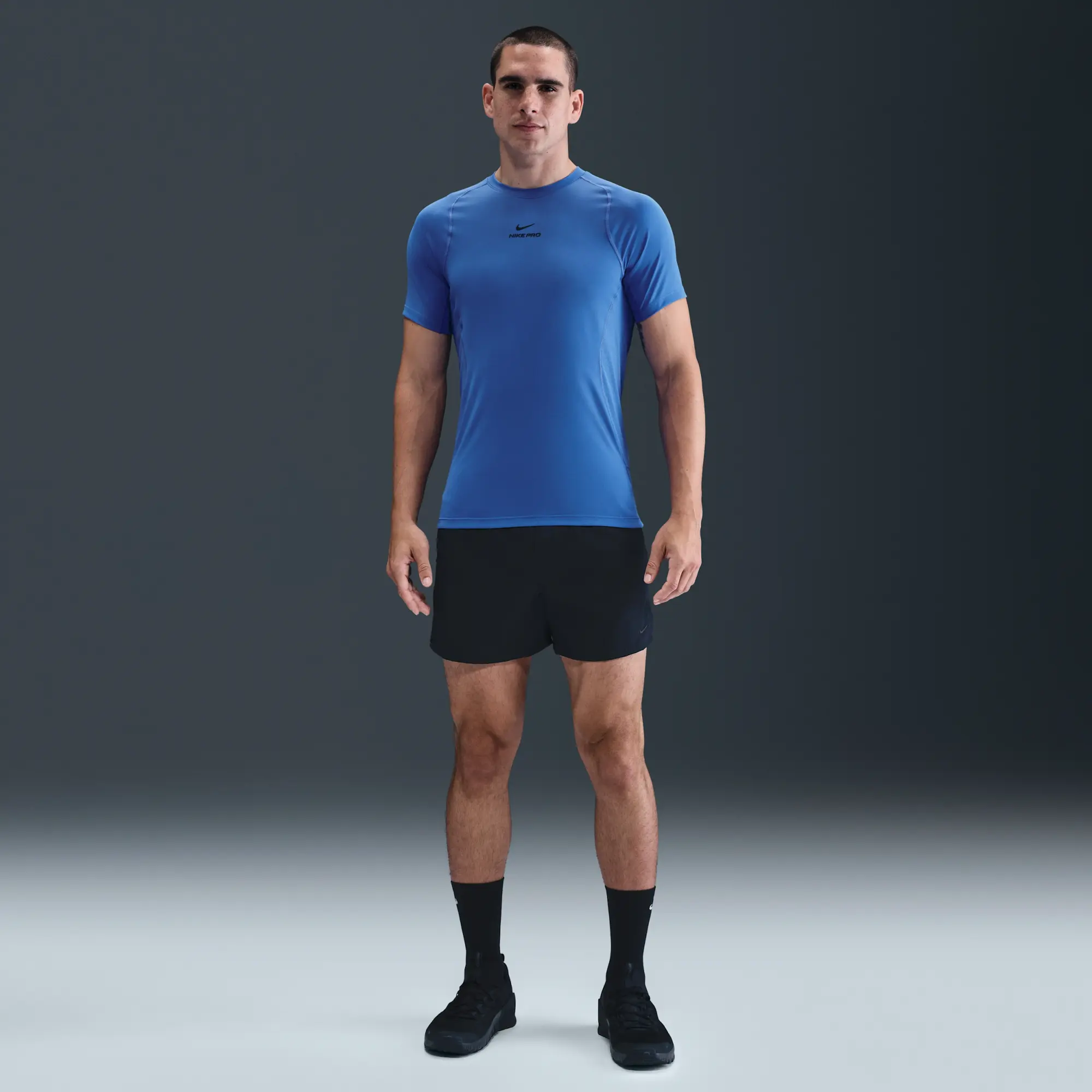 Nike Pro Training Men's Dri-FIT Short-Sleeve Top - Blue - Polyester