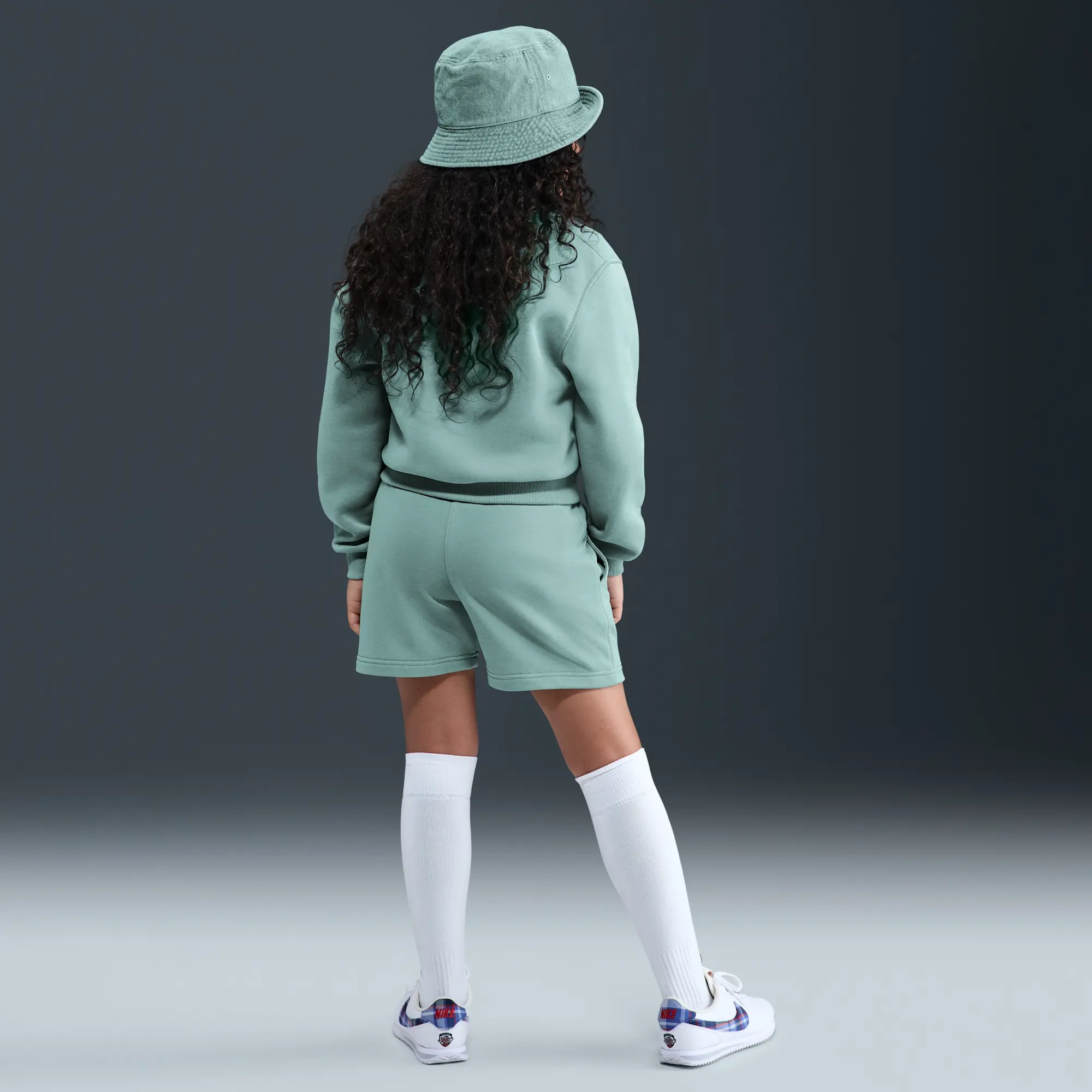 Nike Sportswear Club Fleece Older Kids' (Girls') 13cm (approx.) French Terry Shorts - Green - Cotton/Polyester
