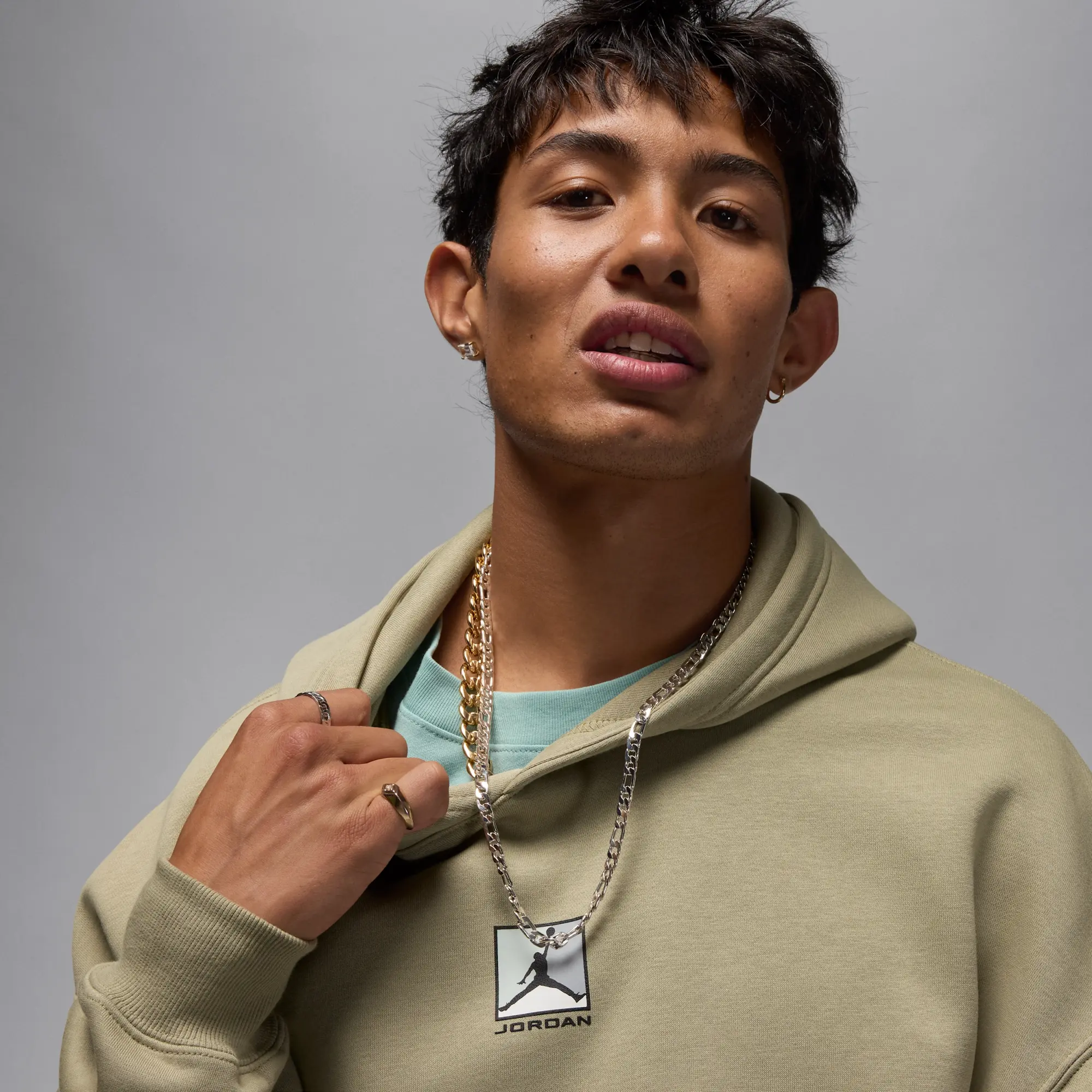 Nike Jordan Brooklyn Fleece Men's Graphic Pullover Hoodie - Brown - Cotton/Polyester