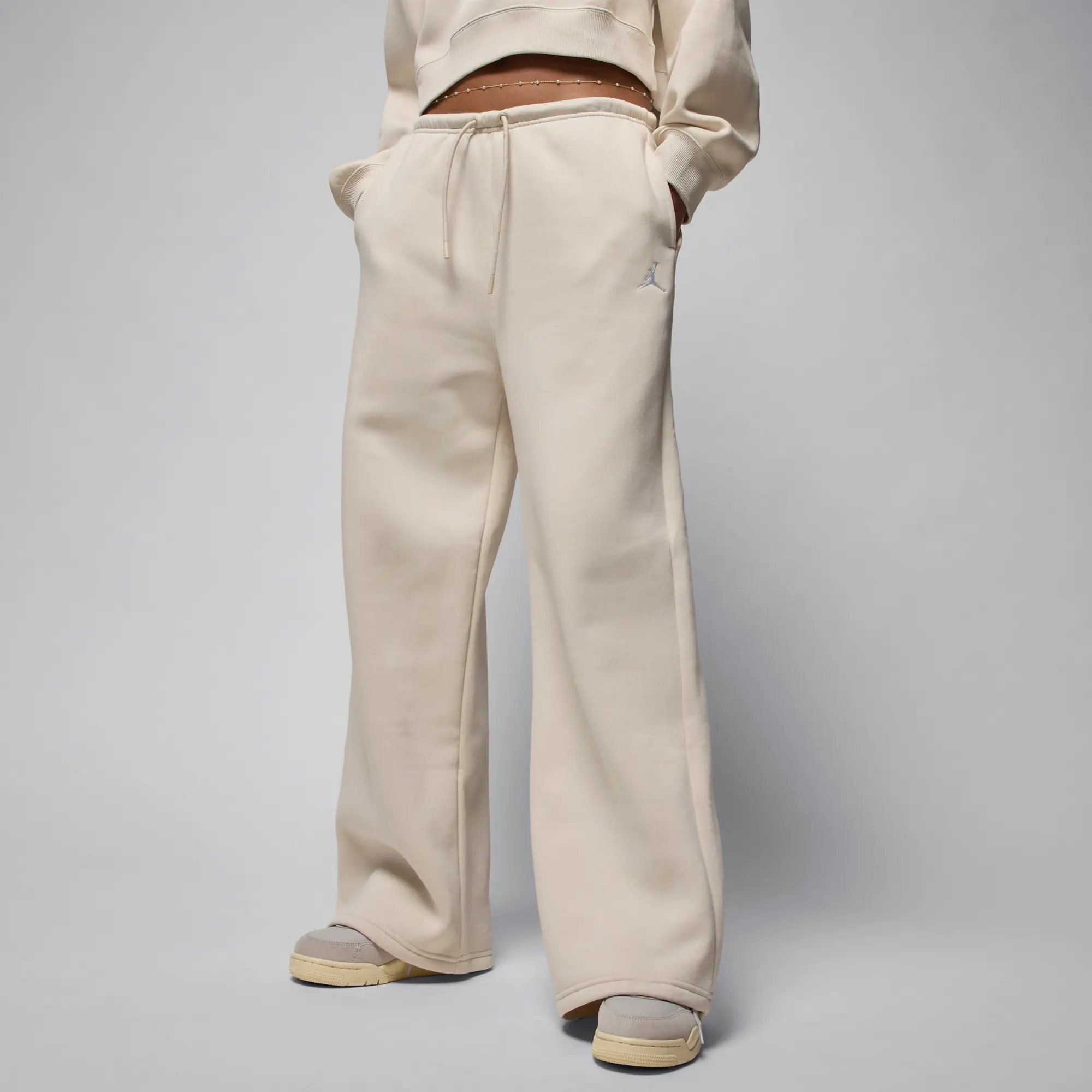 Nike Jordan Brooklyn Fleece Women's Open-Hem Trousers - Brown - Cotton/Polyester