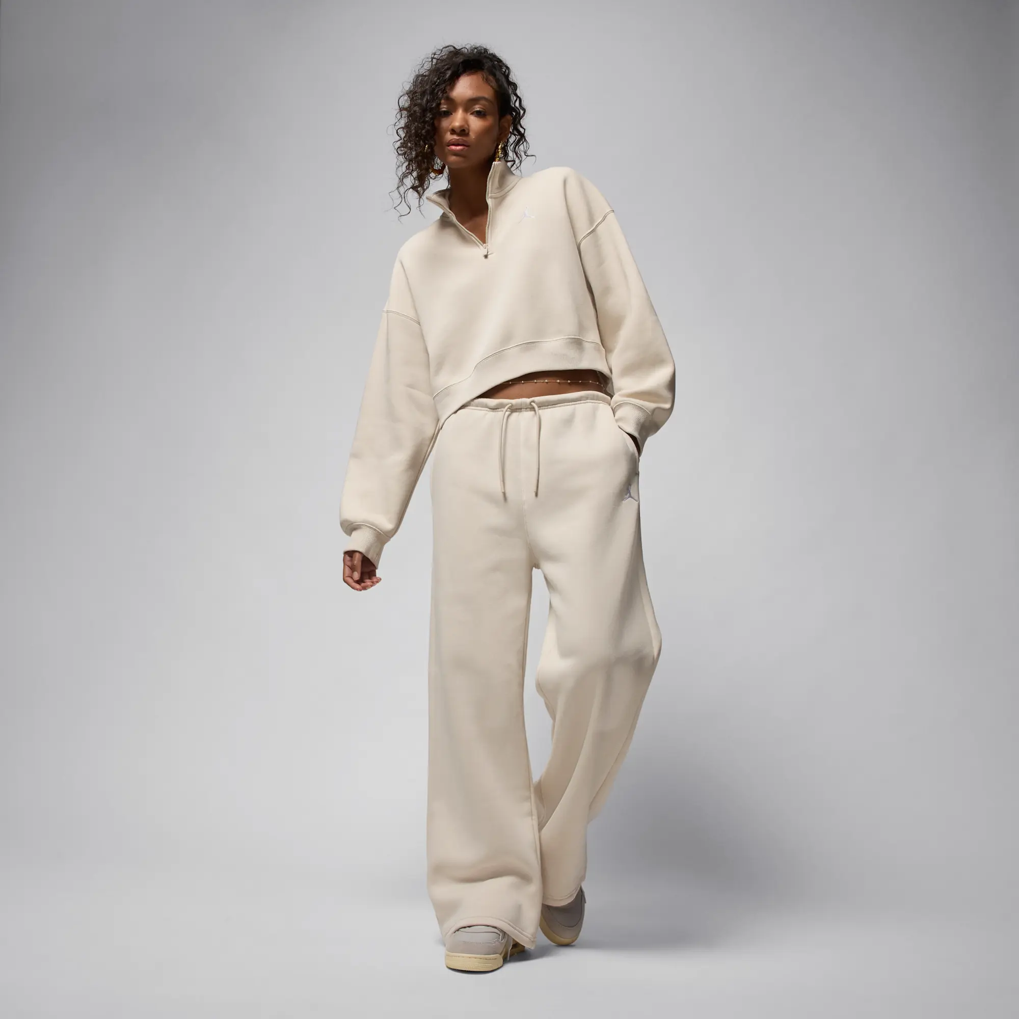 Nike Jordan Brooklyn Fleece Women's Open-Hem Trousers - Brown - Cotton/Polyester