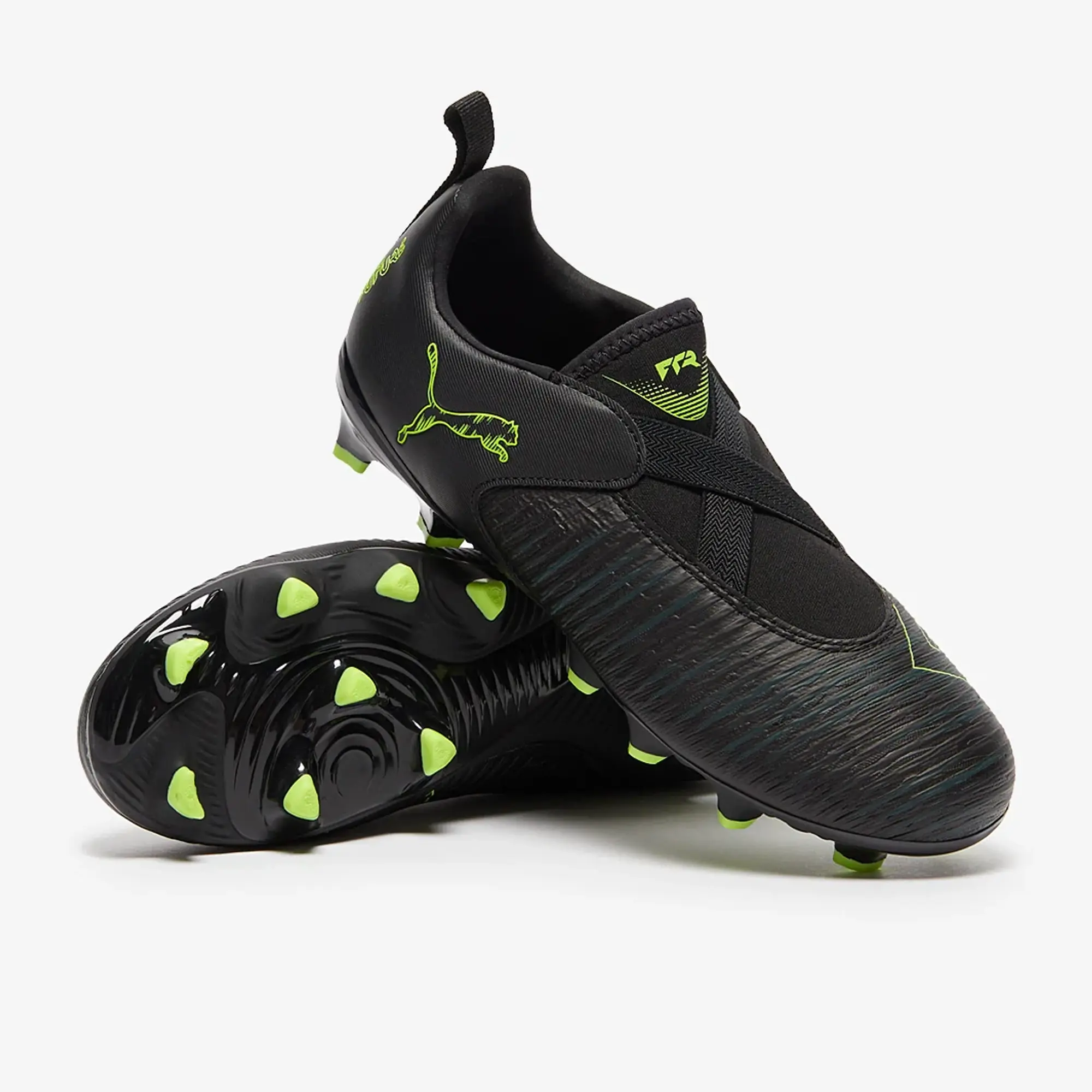 PUMA Future 8 Match FG/AG Laceless Football Boots Youth, Black/Fizzy Light/Green Terrain