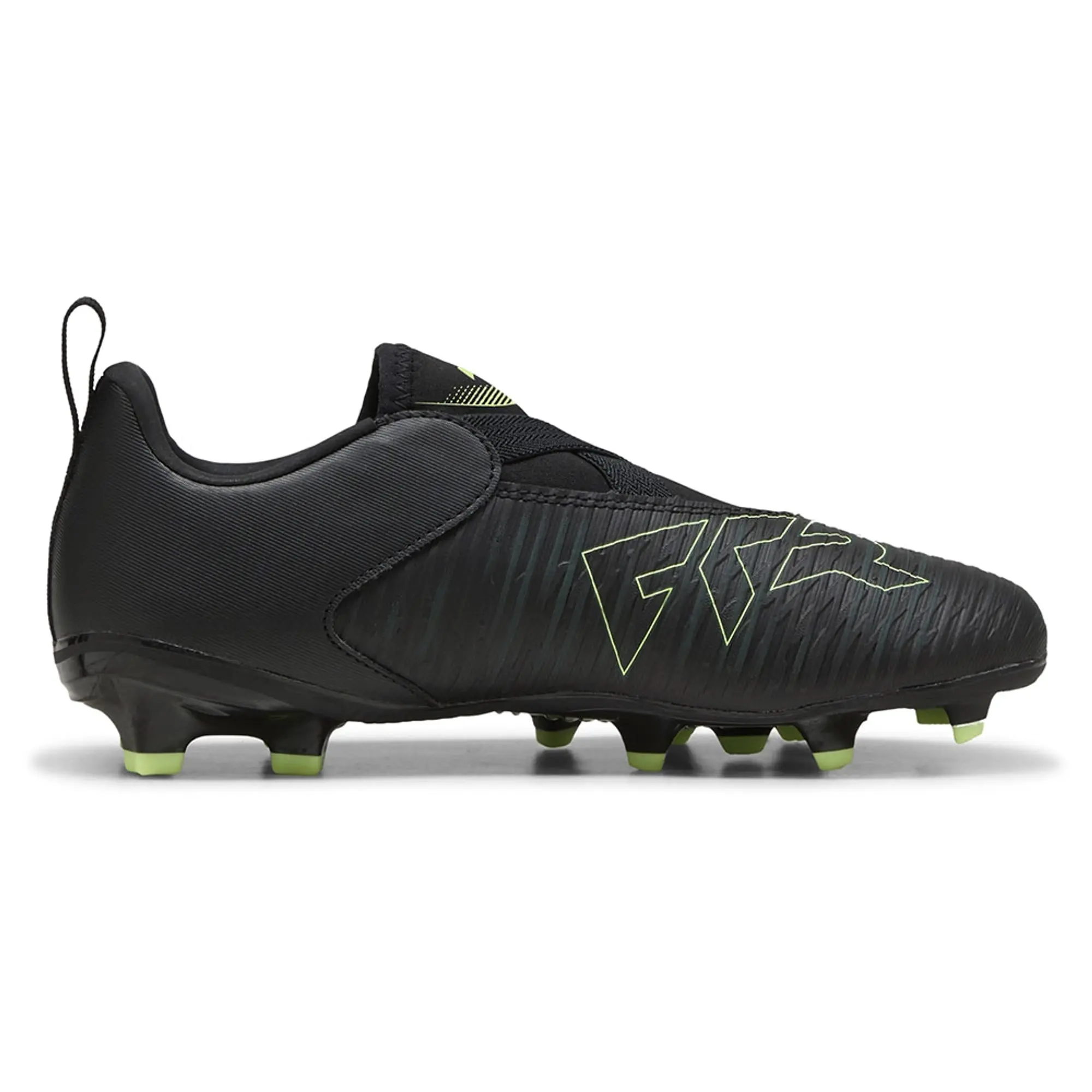 PUMA Future 8 Match FG/AG Laceless Football Boots Youth, Black/Fizzy Light/Green Terrain