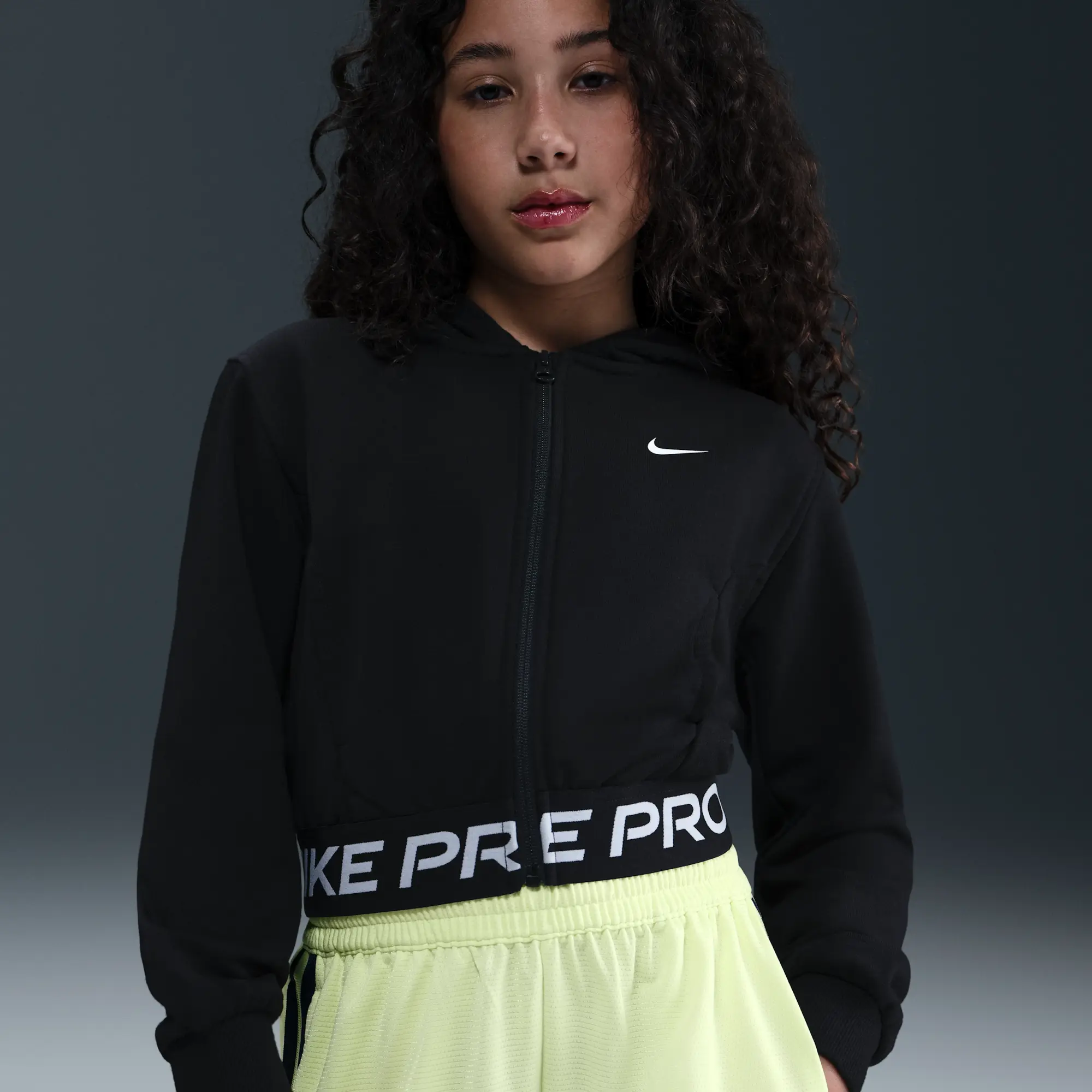 Nike Pro Fleece Older Kids' (Girls') Dri-FIT Full-Zip Hoodie - Black