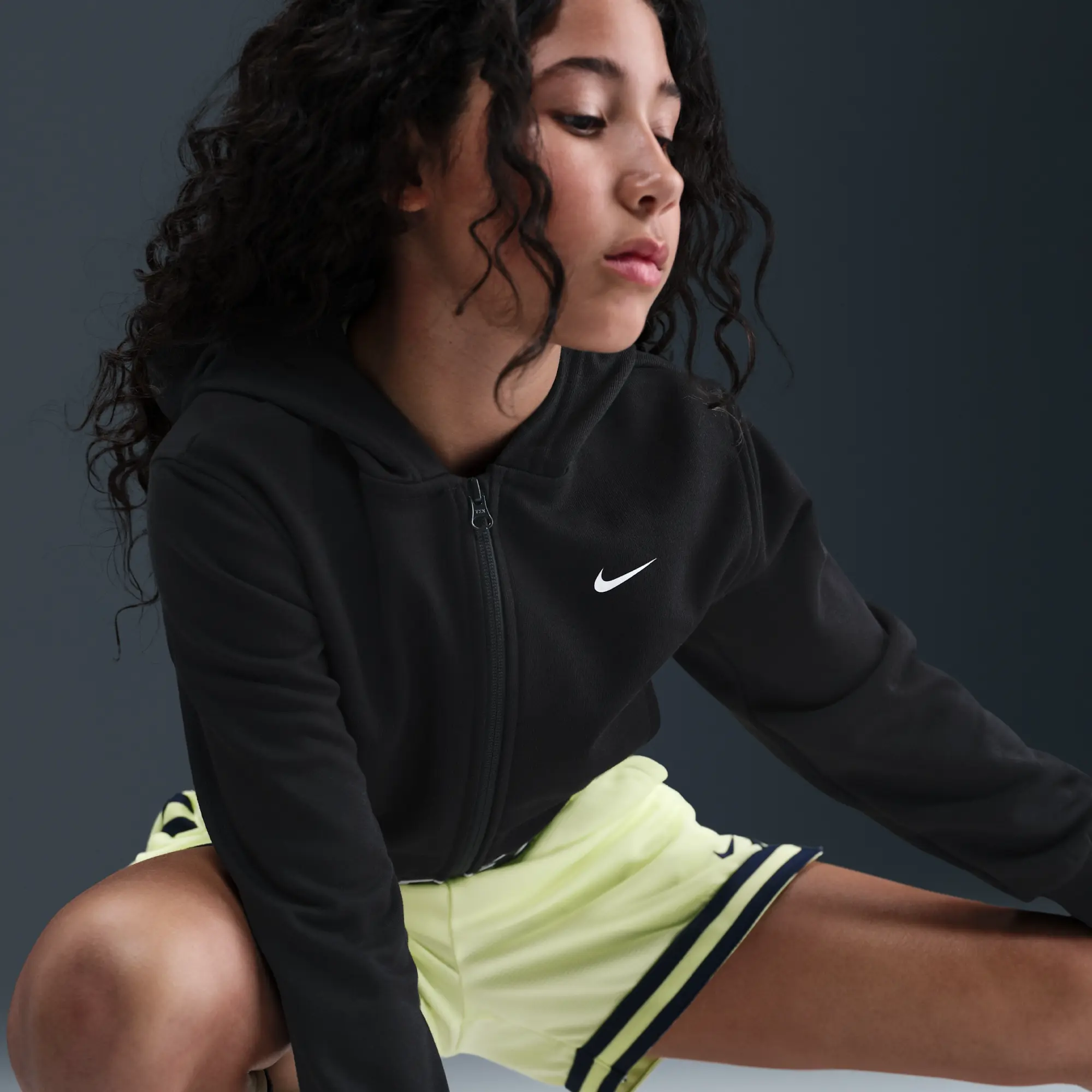 Nike Pro Fleece Older Kids' (Girls') Dri-FIT Full-Zip Hoodie - Black