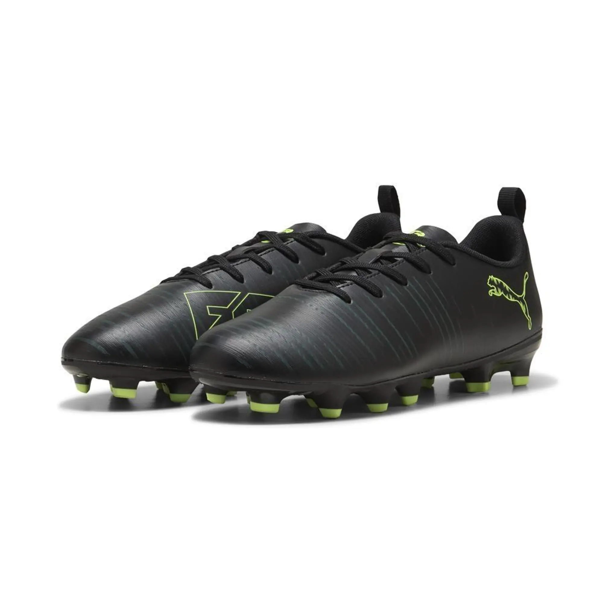 PUMA Future 8 Play FG/AG Football Boots Youth, Black/Fizzy Light/Green Terrain, size 1