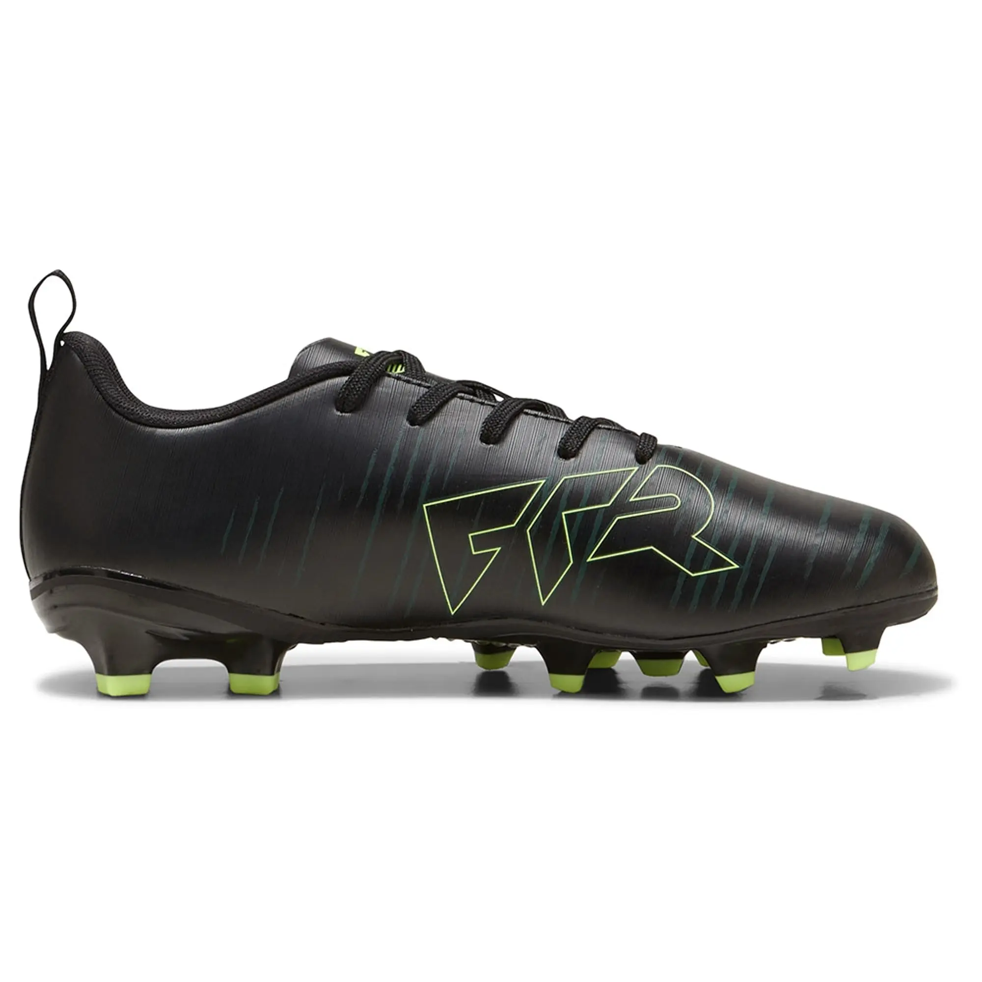 PUMA Future 8 Play FG/AG Football Boots Youth, Black/Fizzy Light/Green Terrain, size 1