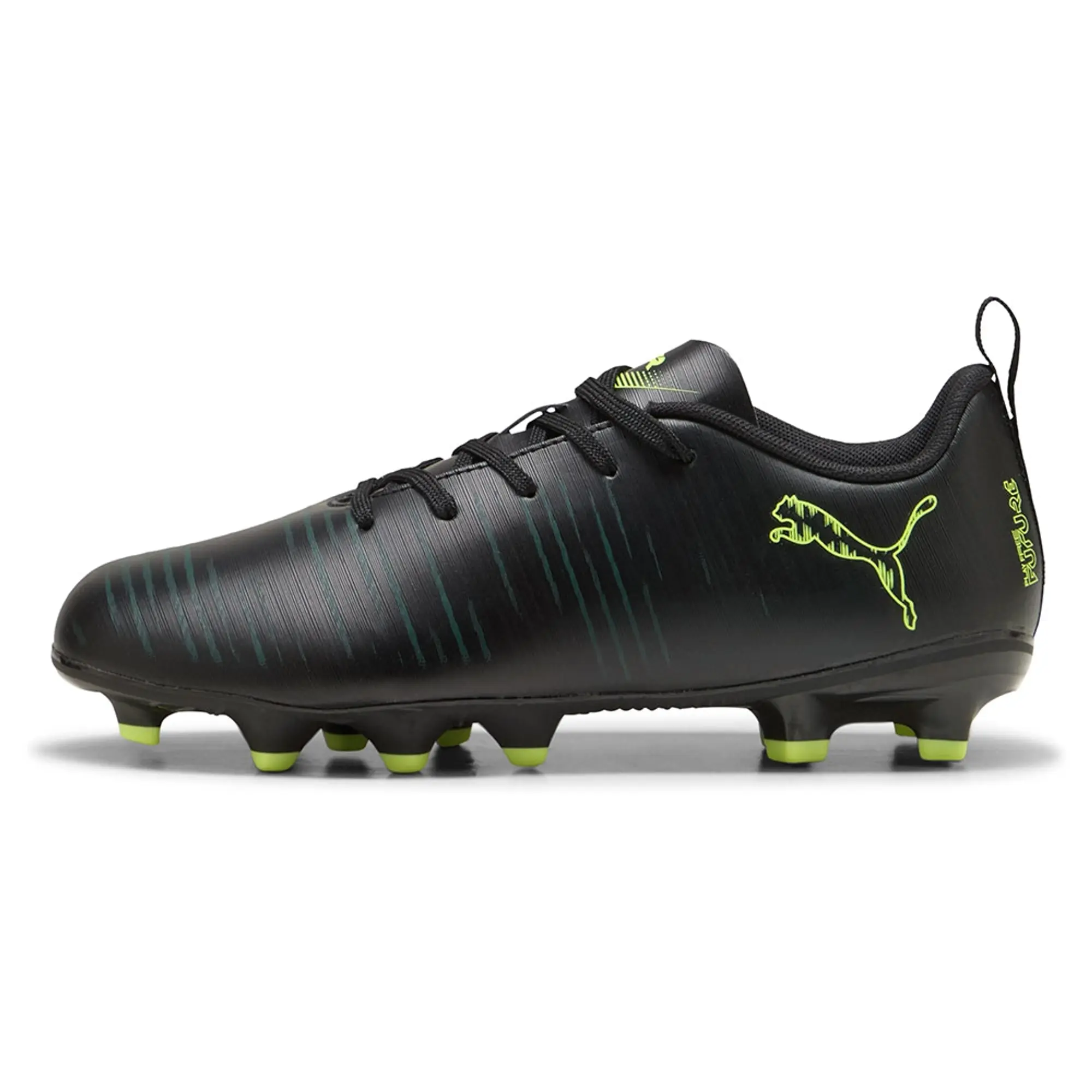 PUMA Future 8 Play FG/AG Football Boots Youth, Black/Fizzy Light/Green Terrain, size 1