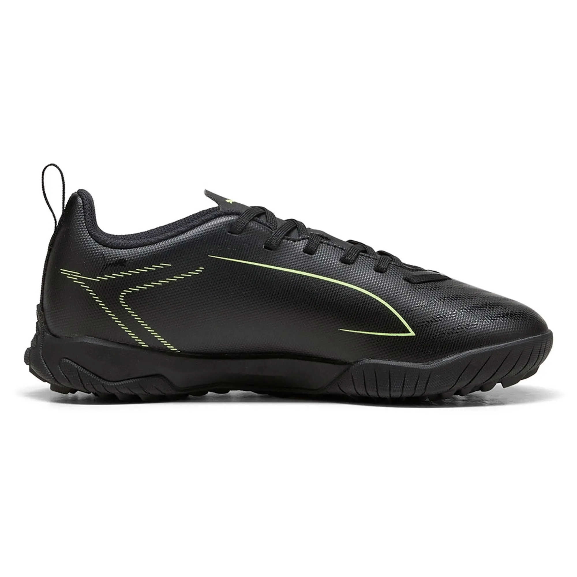 PUMA Ultra 6 Play TT Football Boots Youth, Black/Fizzy Light/Green Terrain, size 1