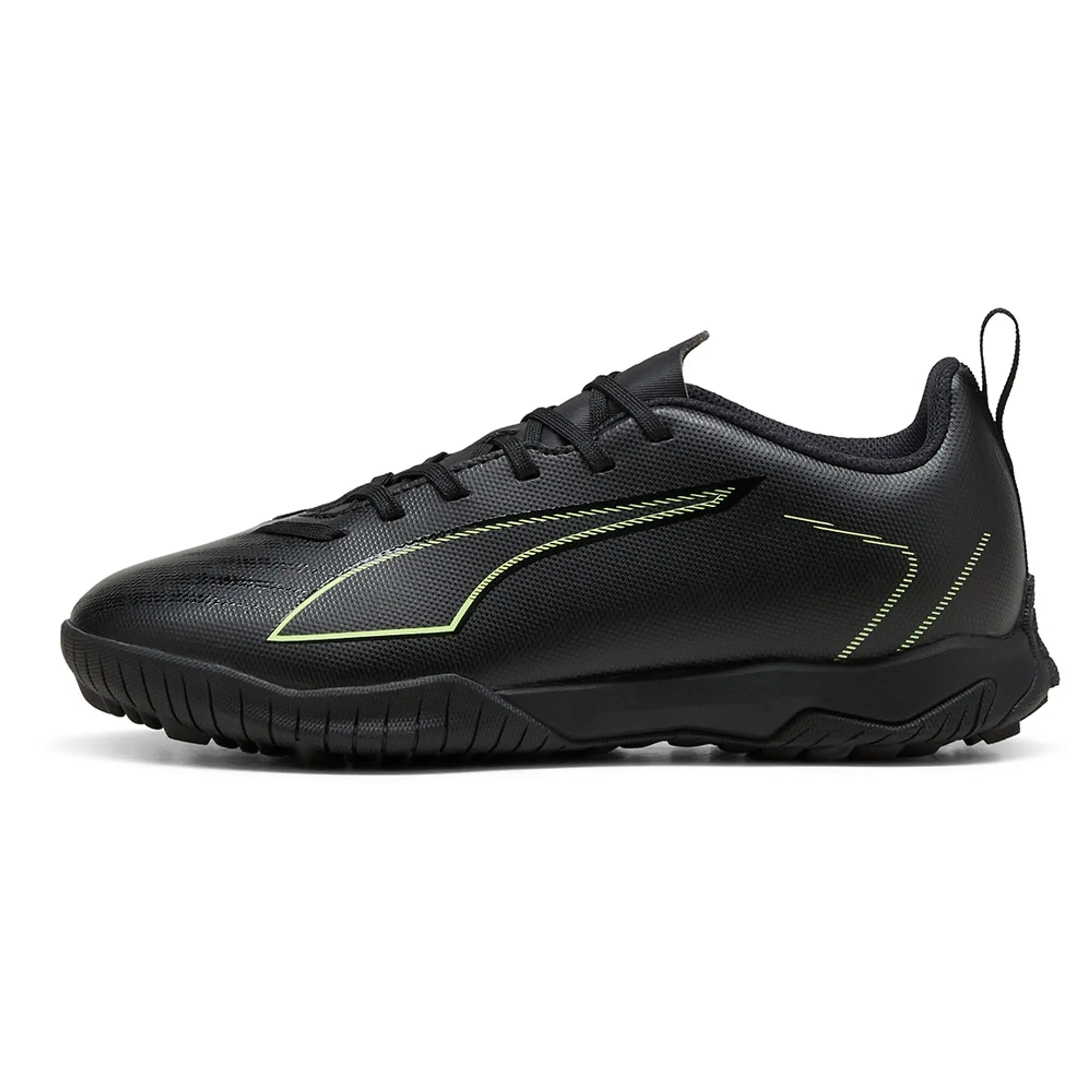 PUMA Ultra 6 Play TT Football Boots Youth, Black/Fizzy Light/Green Terrain, size 1