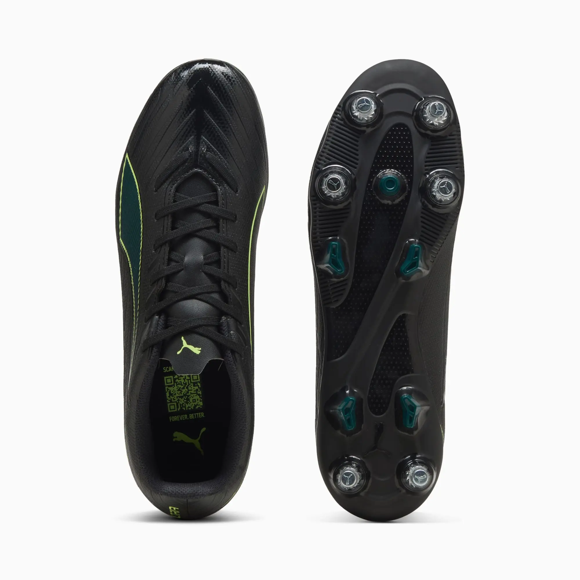PUMA Ultra 6 Play MxSG Football Boots Unisex, Black/Fizzy Light/Green Terrain, size 10